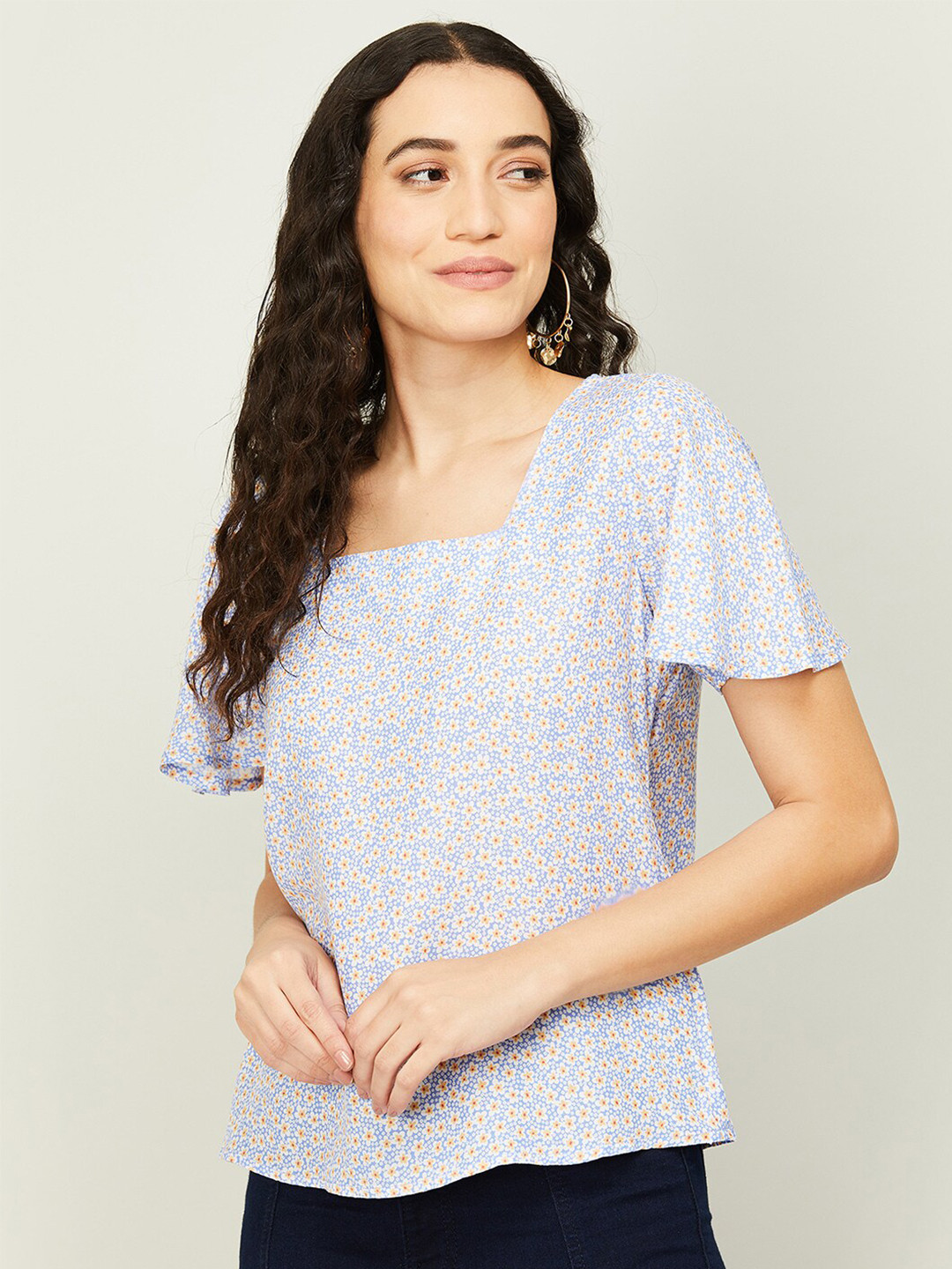 

Fame Forever by Lifestyle Floral Print Top, Blue