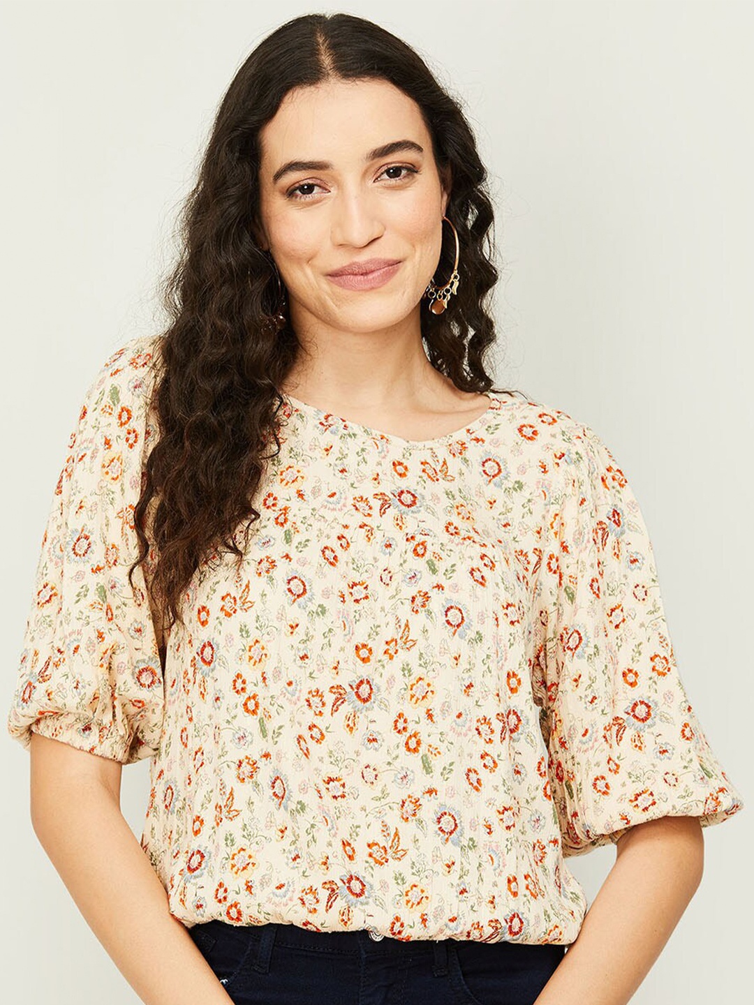 

Fame Forever by Lifestyle Floral Print Top, Cream