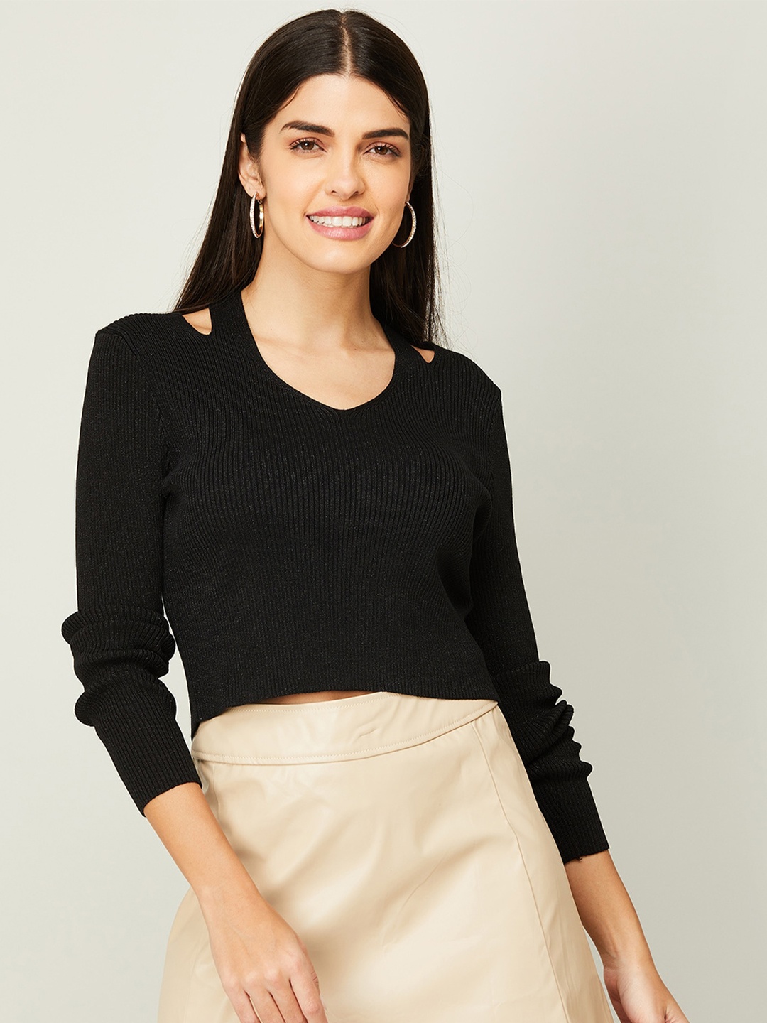 

Ginger by Lifestyle Solid Crop Top, Black