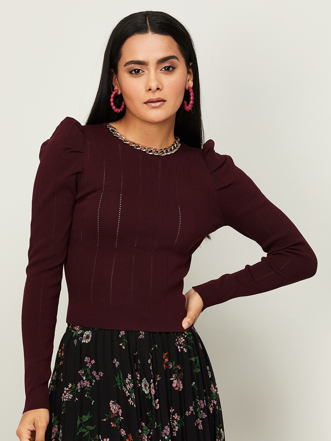 

Ginger by Lifestyle Puff Sleeves Top, Brown