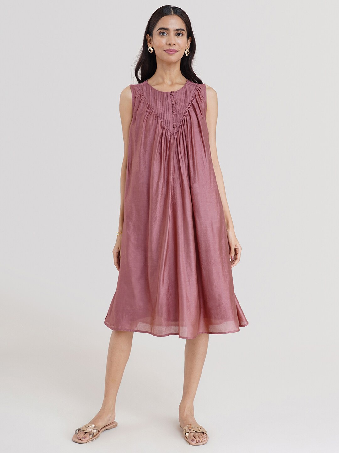 

Pink Fort Solid A-Line Dress