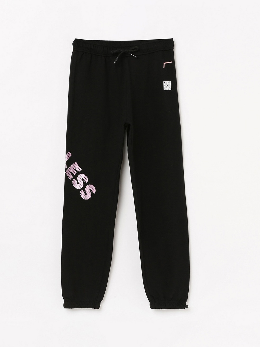 

Fame Forever by Lifestyle Girls Printed Cotton Track Pants, Black