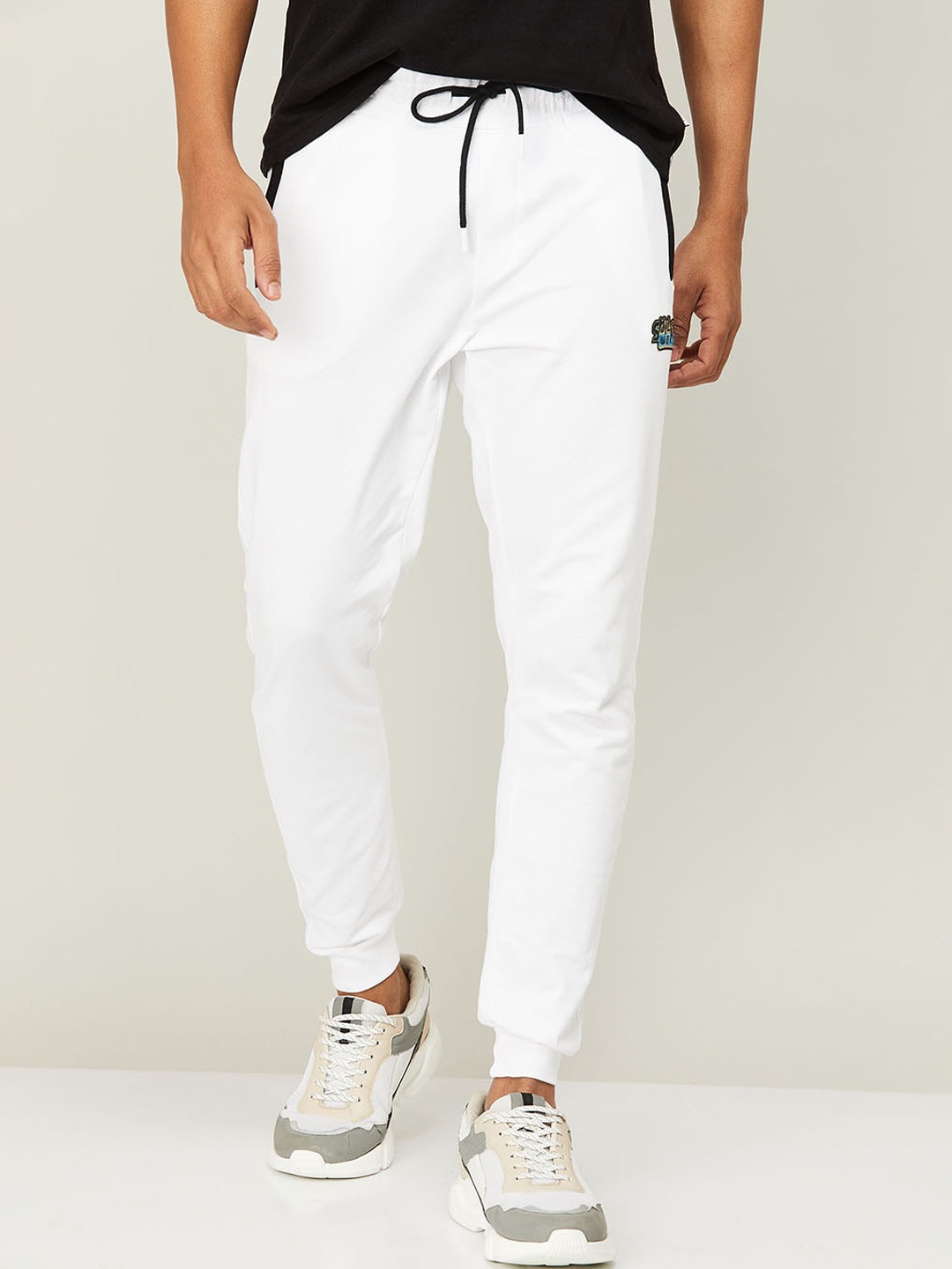 

SmileyWorld Men Solid Cotton Slim-Fit Track Pants, White