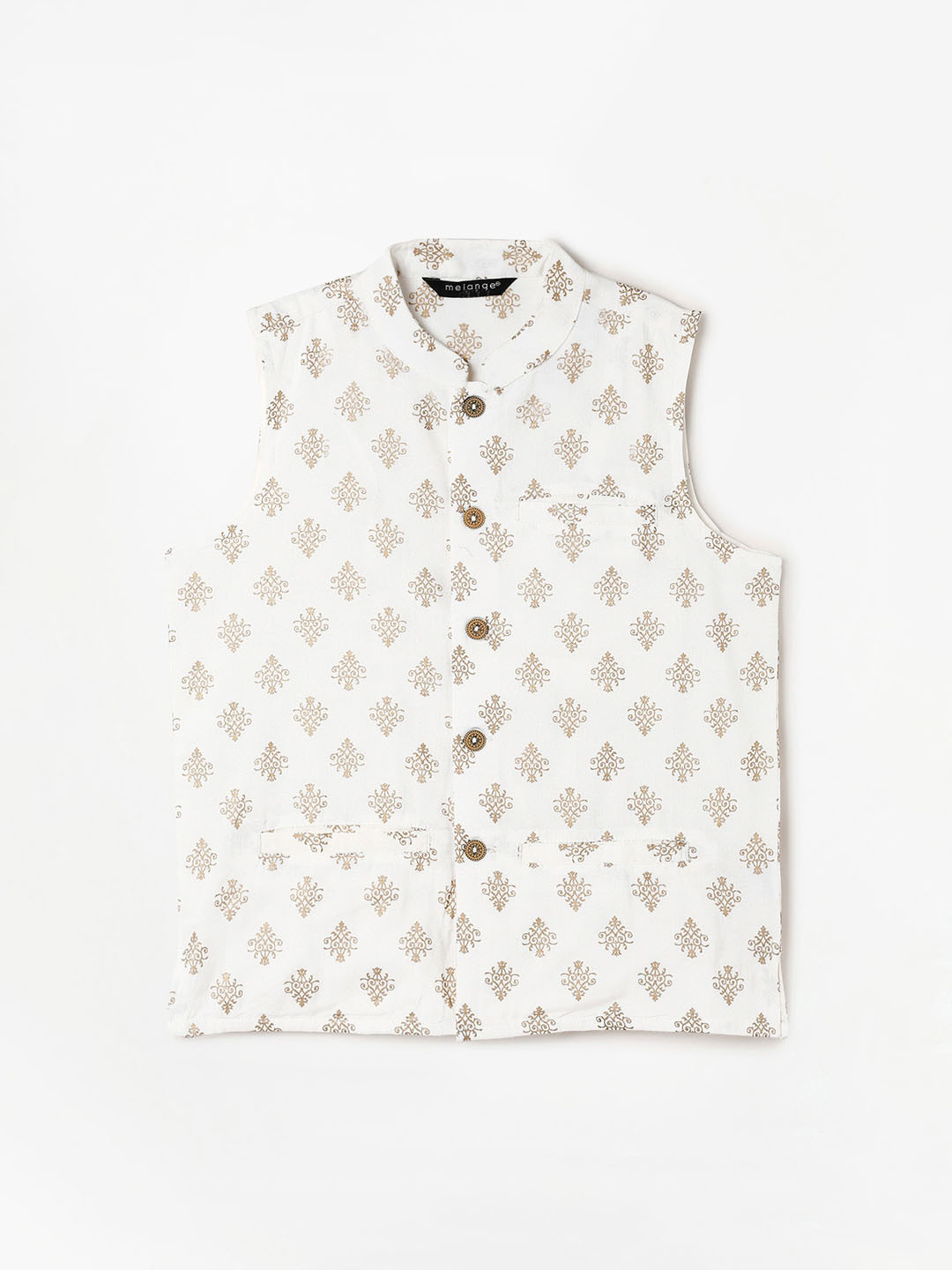 

Melange by Lifestyle Boys Printed Woven Viscose Rayon Waistcoat, Beige