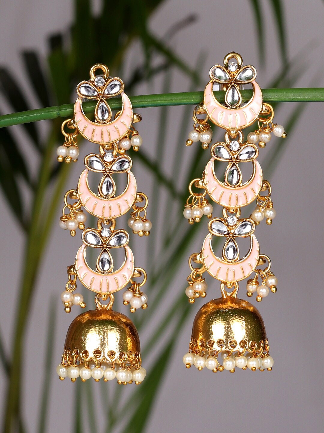 

Ethonica Women Dome Shaped Jhumkas Earrings, Pink