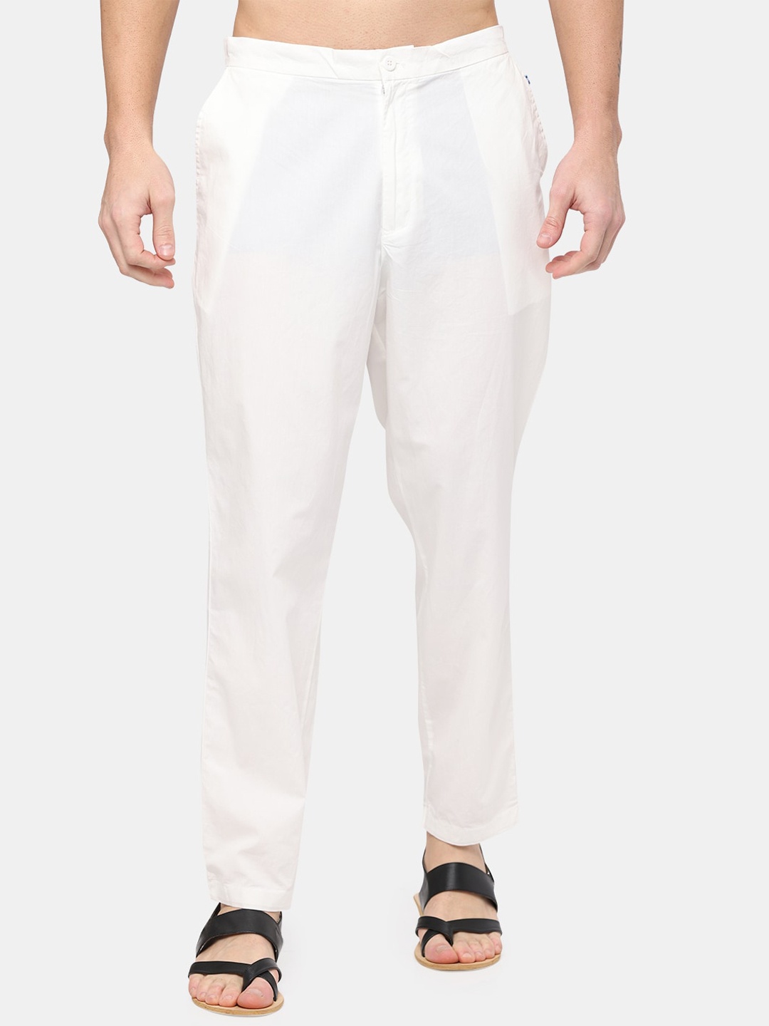 

NIRVAAN Men Solid Cotton Pyjama, White