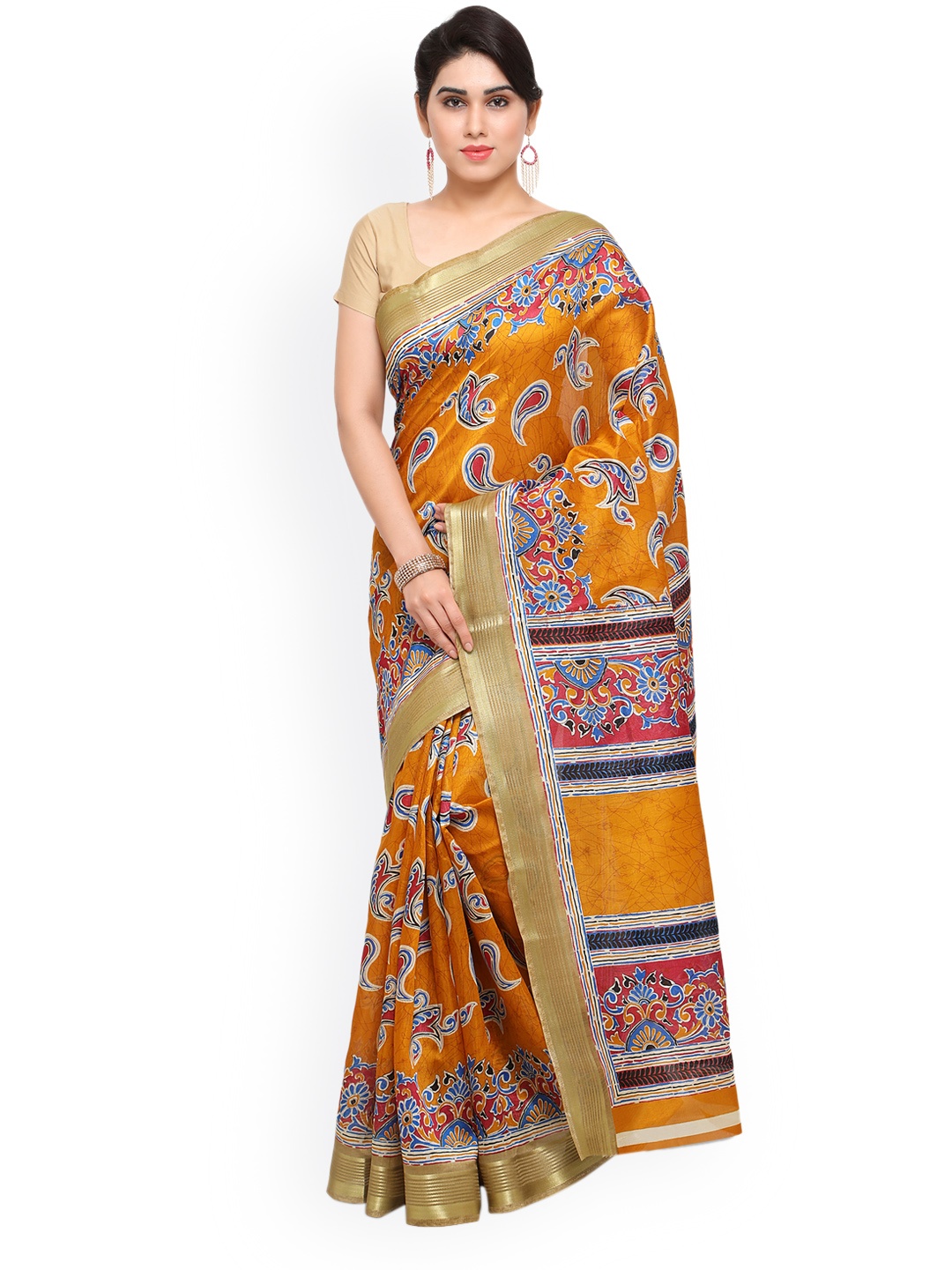 

Saree mall Mustard Printed Art Silk Saree