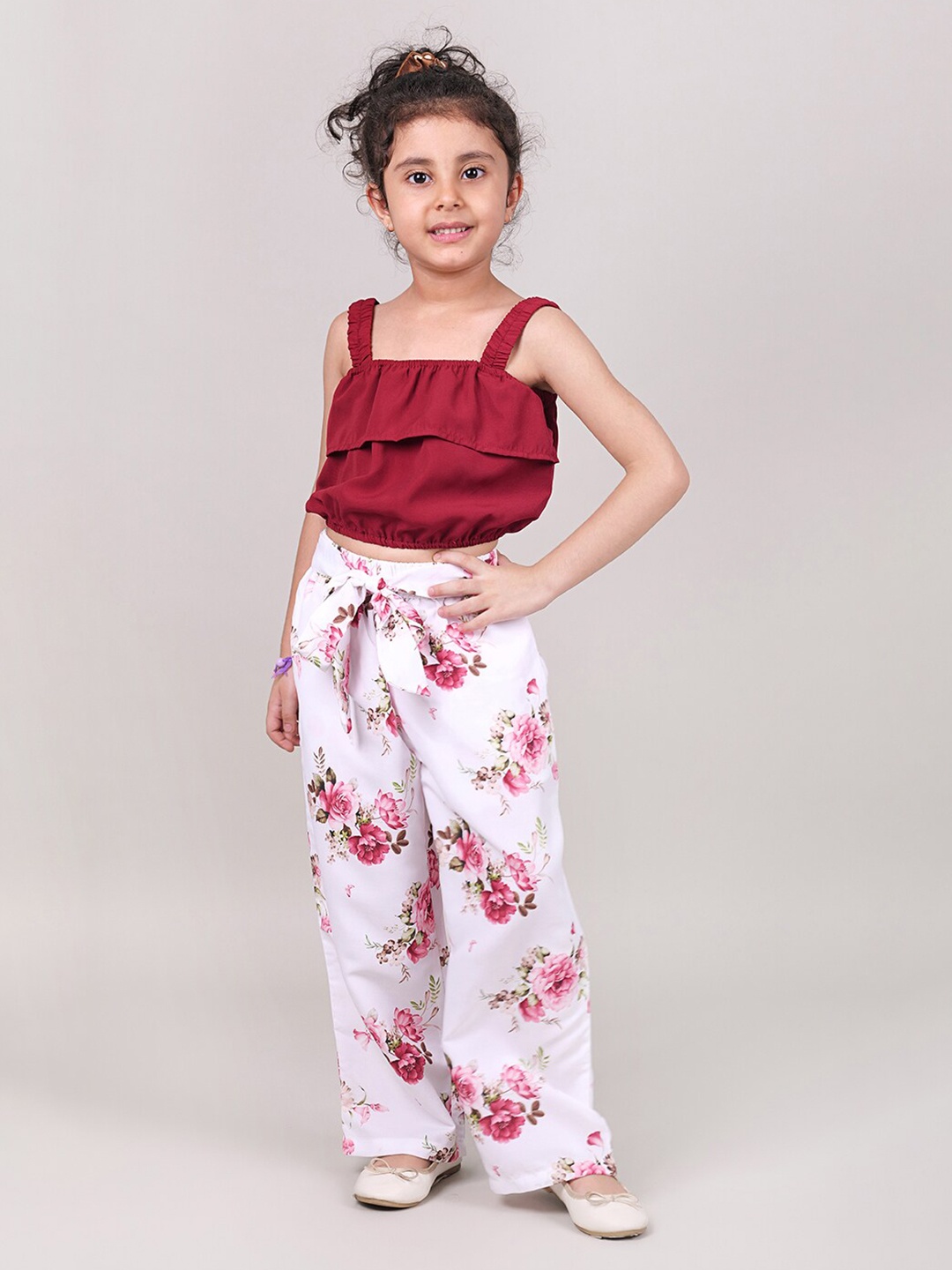 

MYY Girls Pink & White Top with Trousers