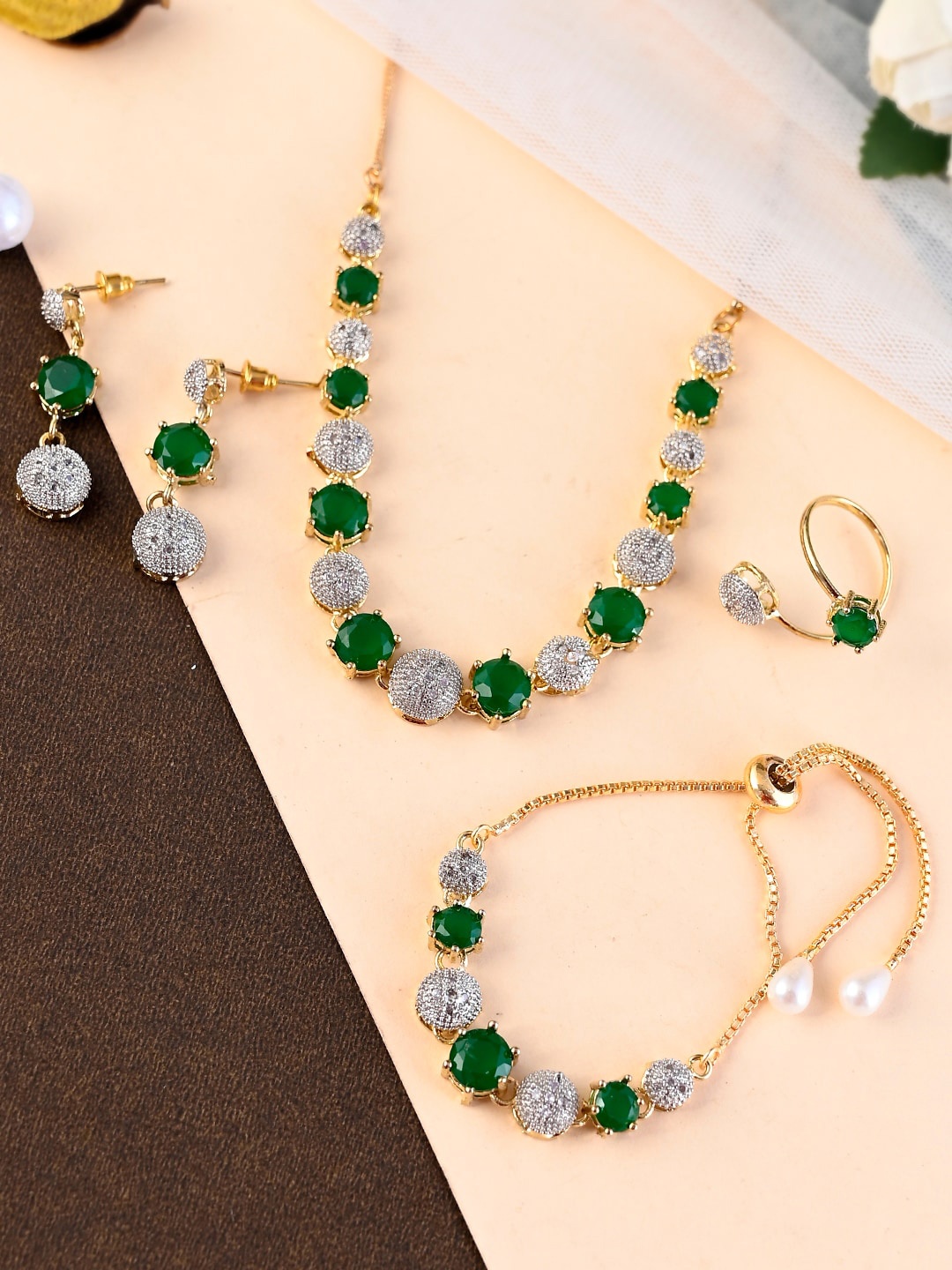 

Shoshaa Gold-Plated CZ-Studded Jewellery Set