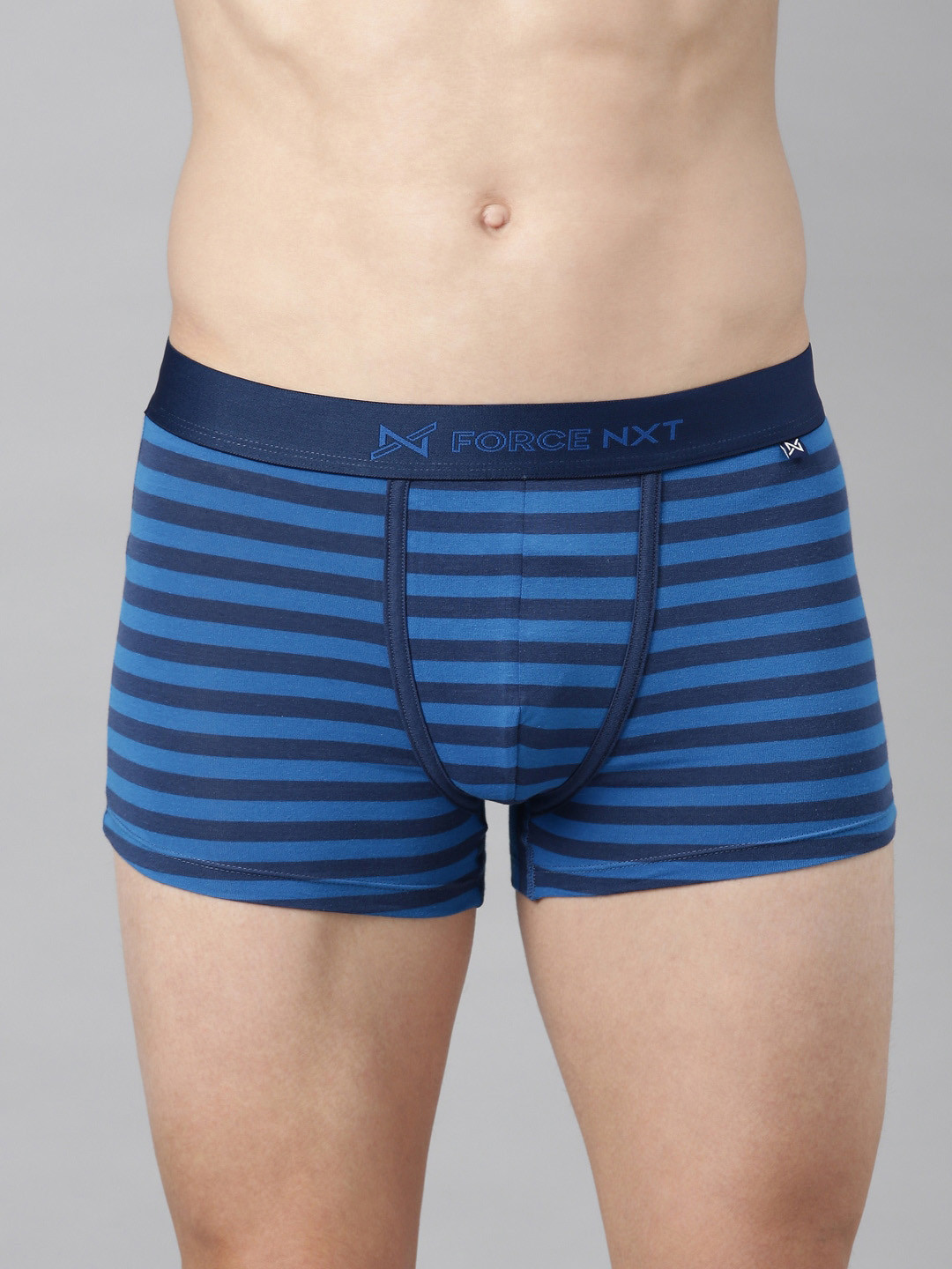 

Force NXT Men Striped Assorted Cotton Trunk, Blue