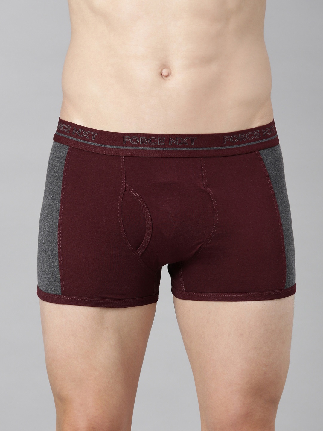 

Force NXT Men Colourblocked Super Combed Cotton Assorted Trunk MNFF132, Maroon