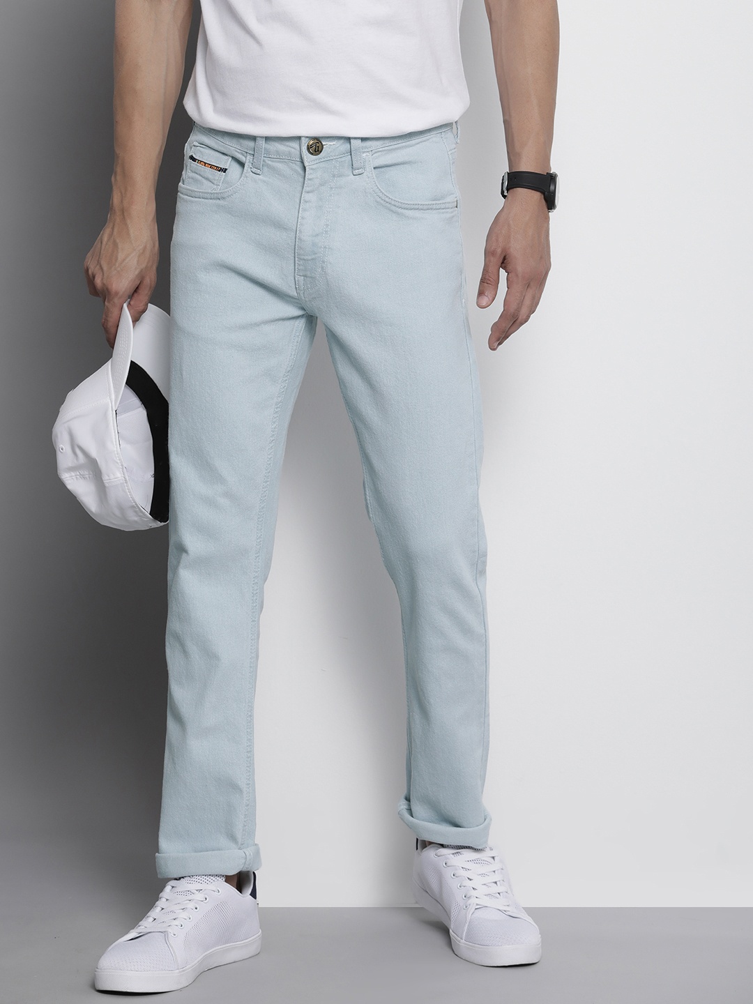 

The Indian Garage Co Men Straight Fit Heavy Fade Stretchable Jeans, Blue