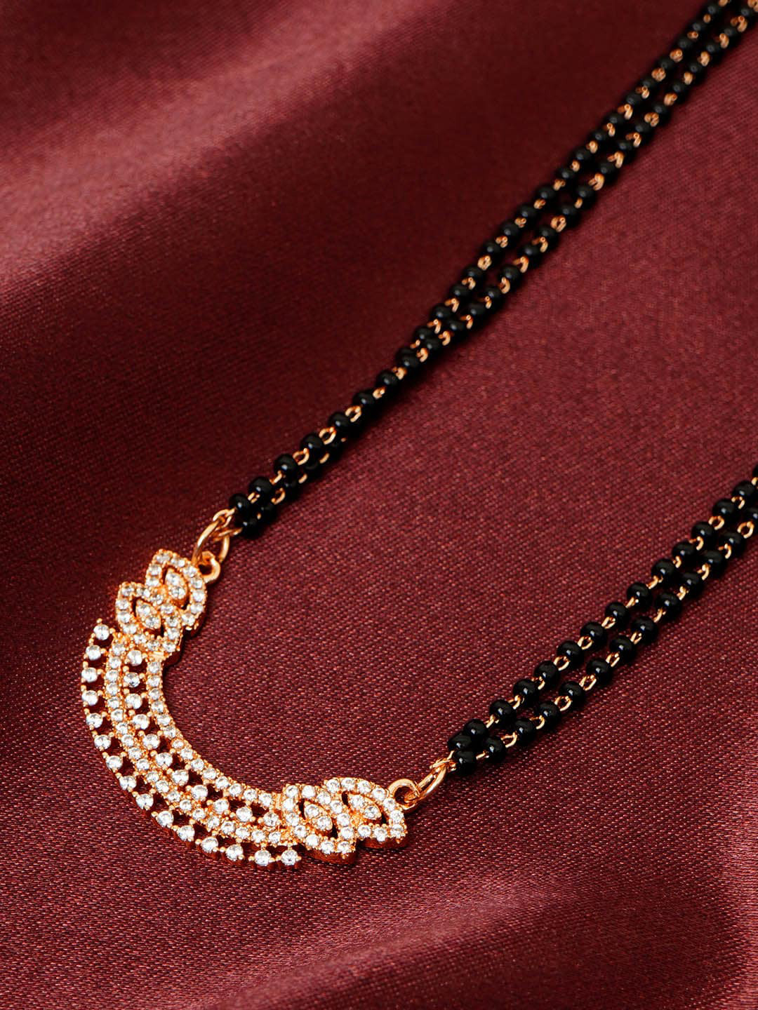 

Urmika Beaded & Stone Studded Mangalsutra, Rose gold
