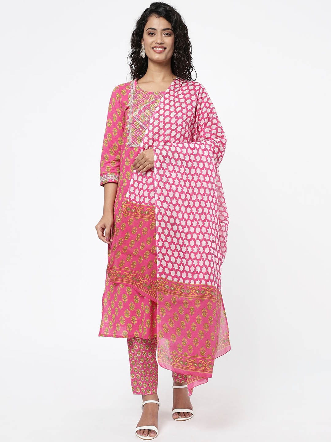 

R&B Women Pink Ethnic Motifs Printed Kurta