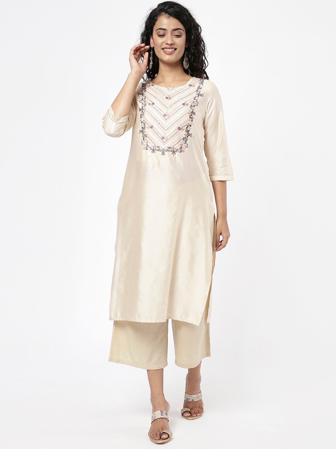 

R&B Women Beige Thread Work Kurta