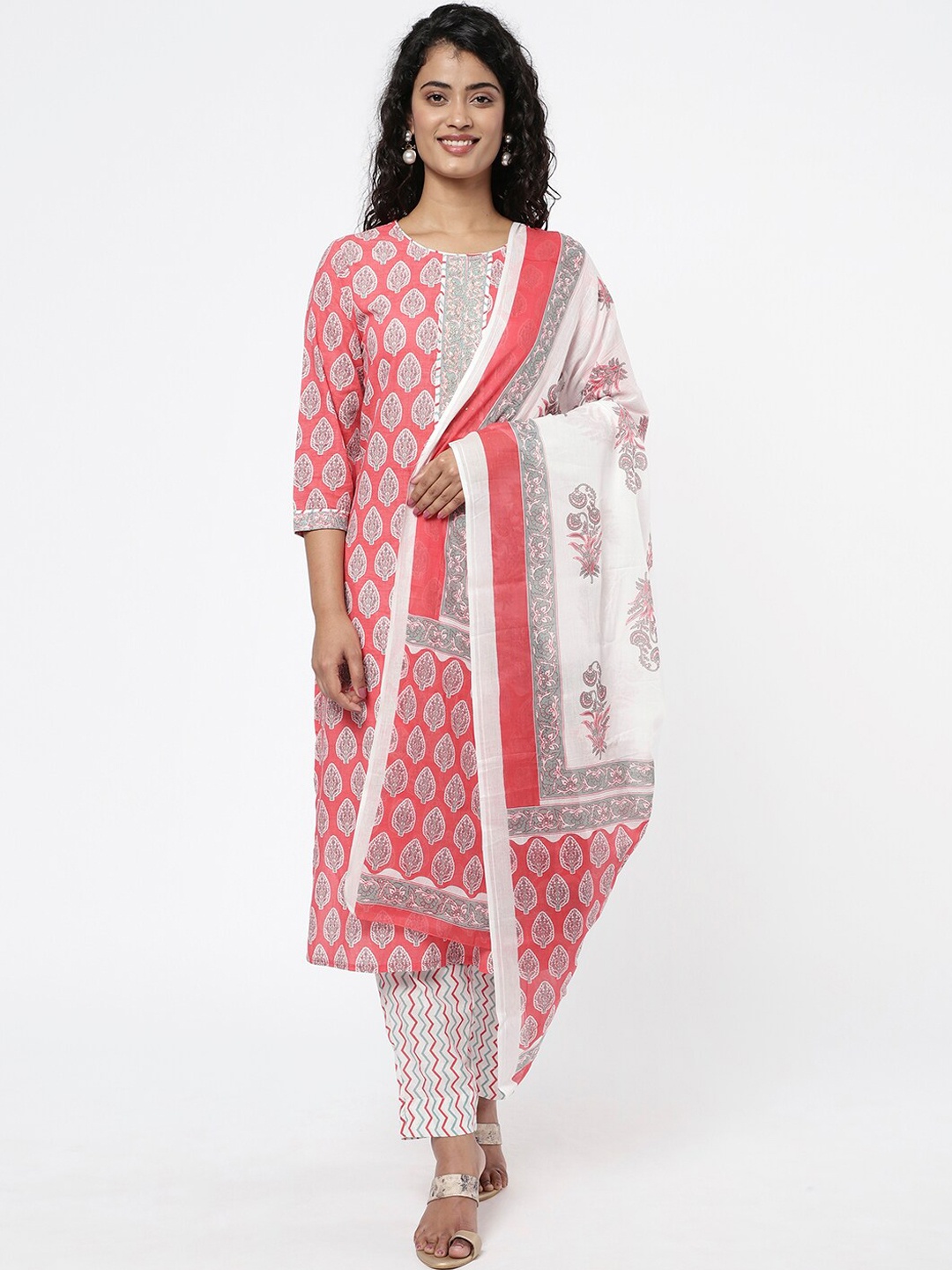 

R&B Women Coral Ethnic Motifs Printed Kurta