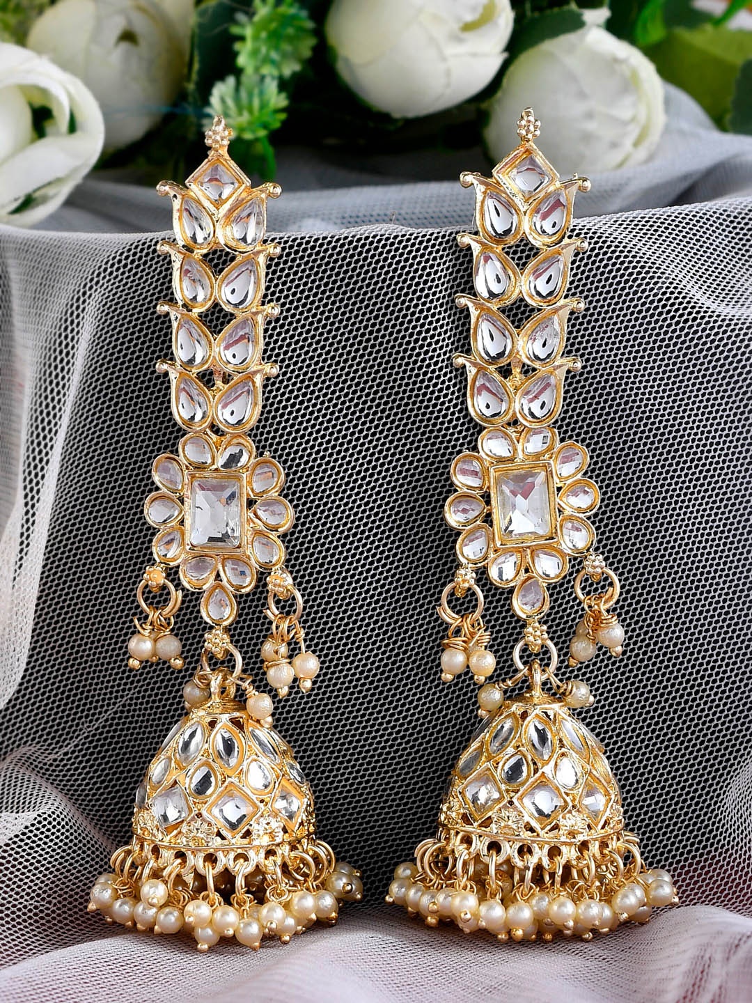 

Shoshaa Women Gold-Plated Contemporary Jhumkas Earrings