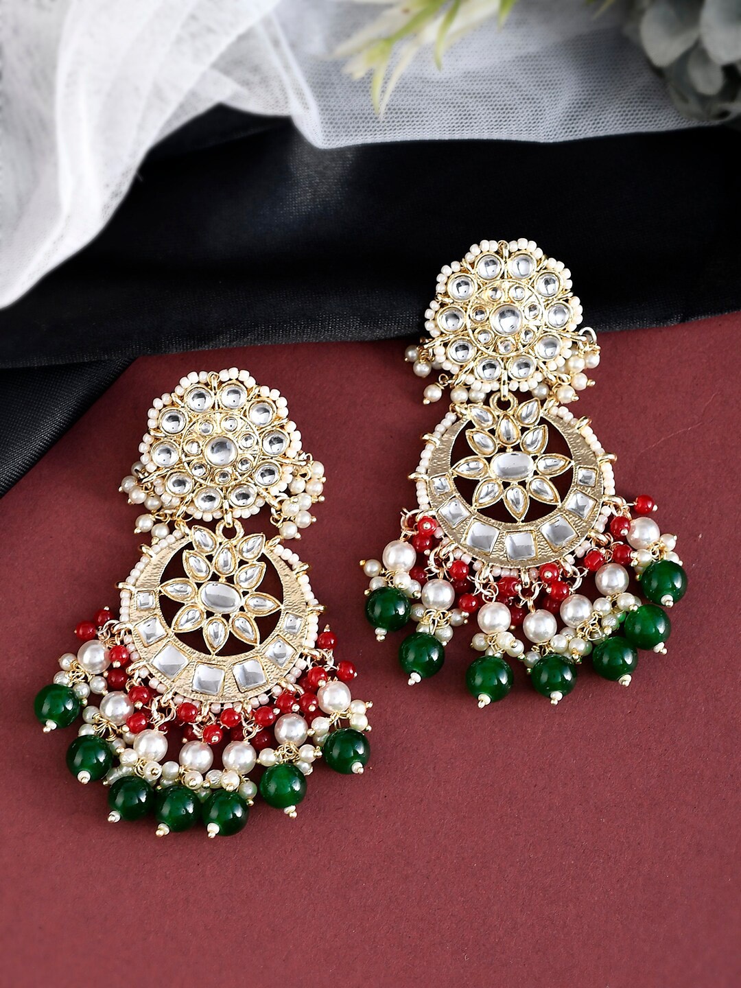 

Shoshaa Women Contemporary Drop Earrings, Green