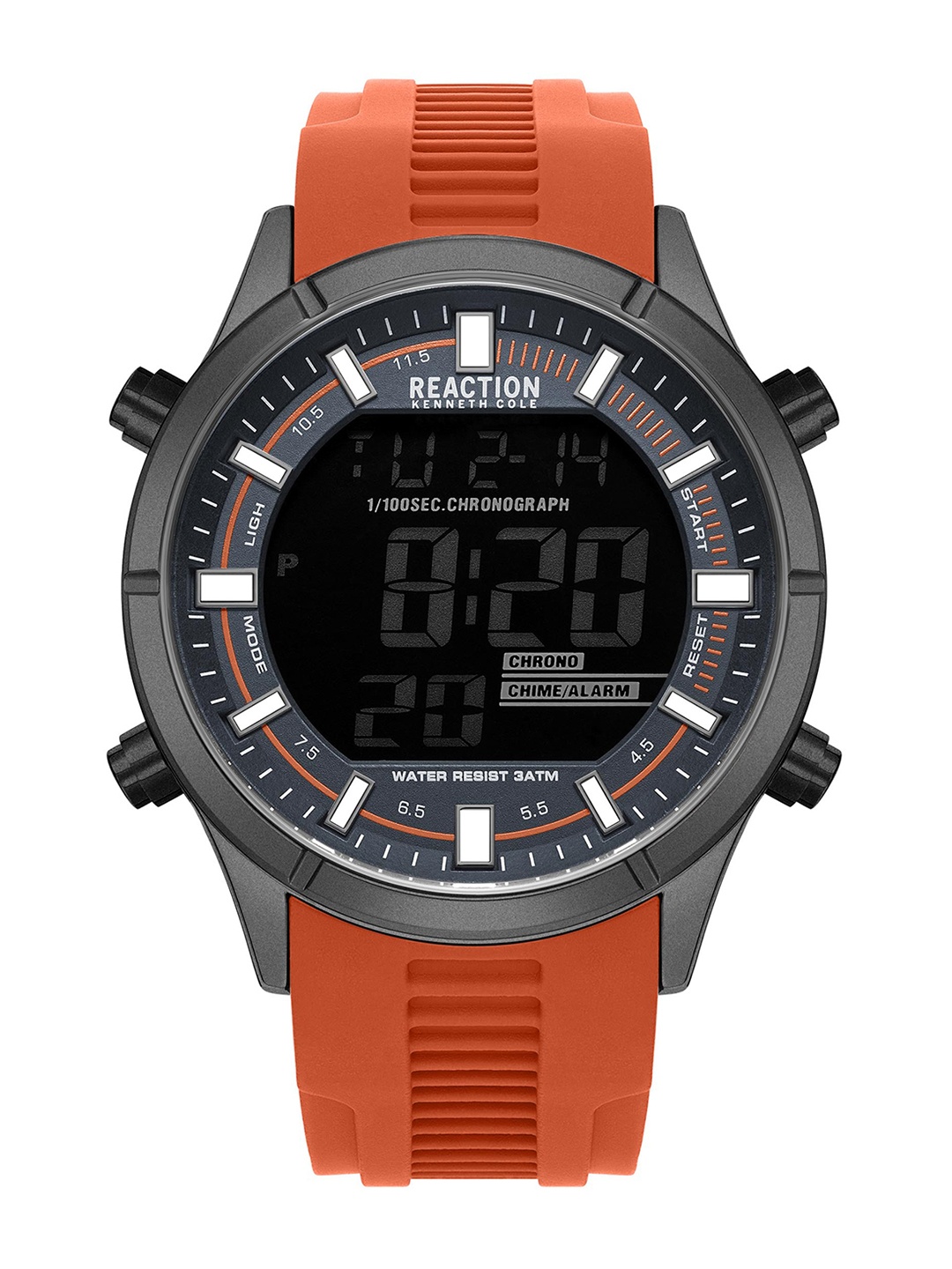 REACTION KENNETH COLE Men Digital Strap Watch KRWGP9006303, Grey melange