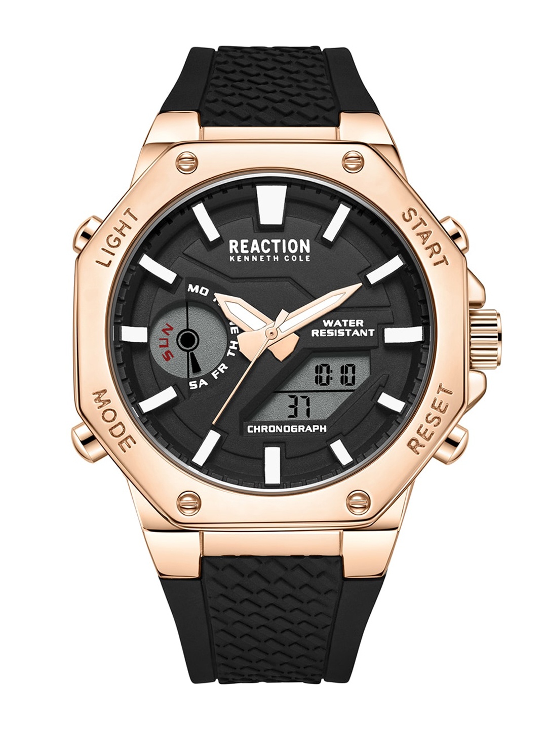 

REACTION KENNETH COLE Men Analogue Strap Sports Watch KRWGP2191704, Black