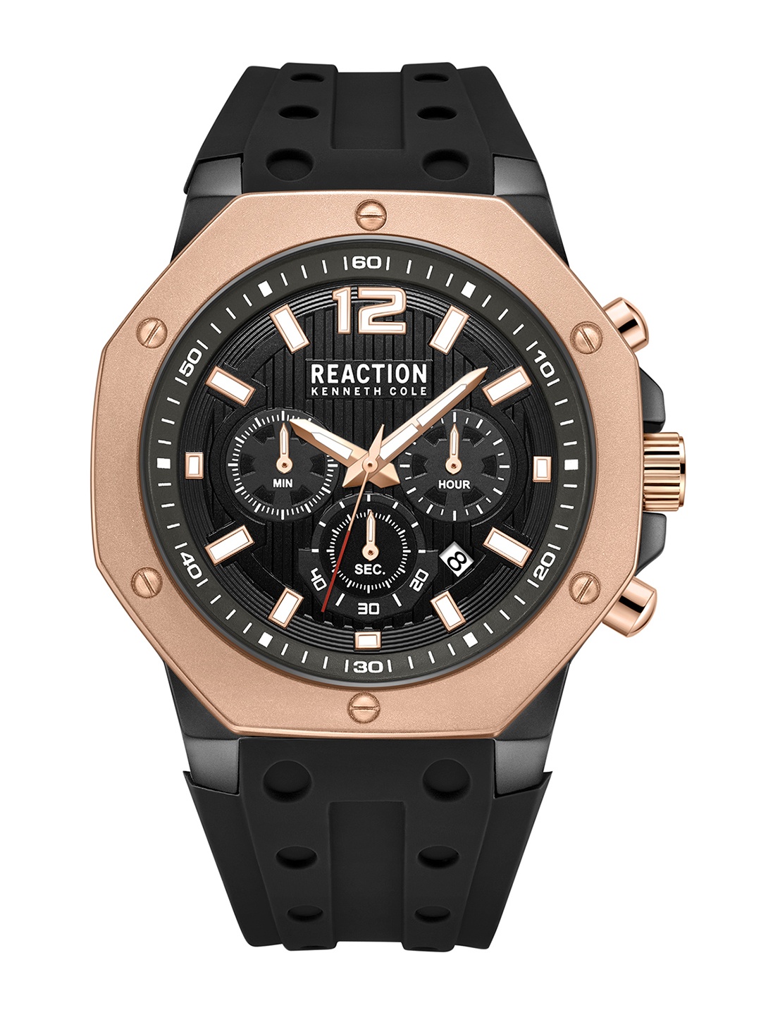 

REACTION KENNETH COLE Men Textured Strap Analogue Watch KRWGO9005902, Black