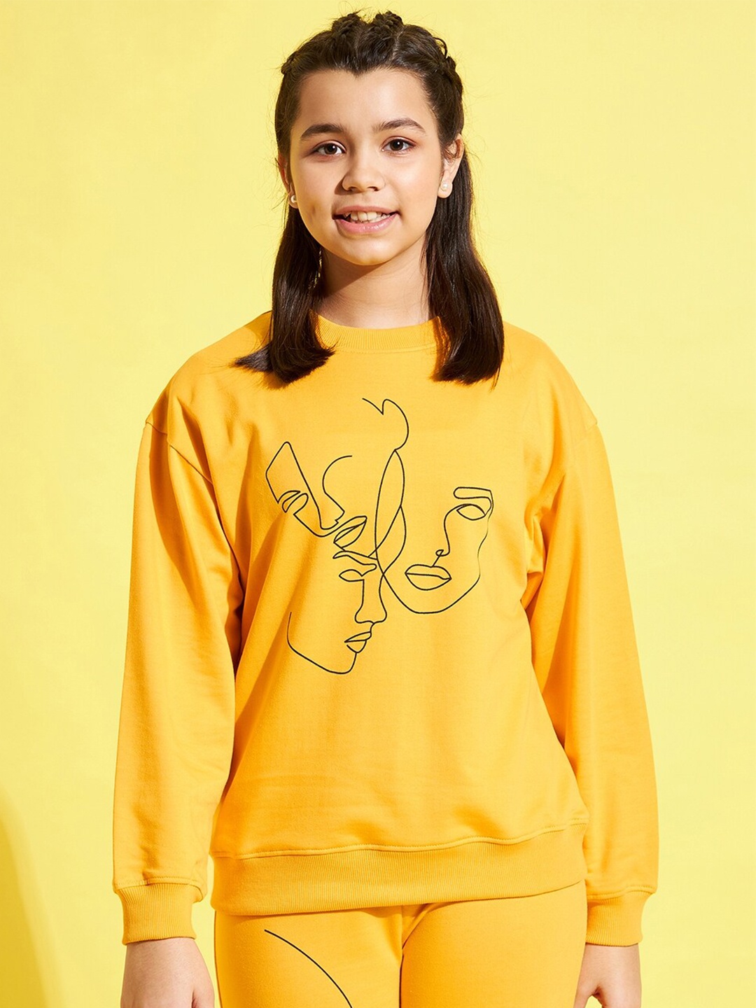 

Noh Voh - SASSAFRAS Kids Girls Printed Sweatshirt, Yellow