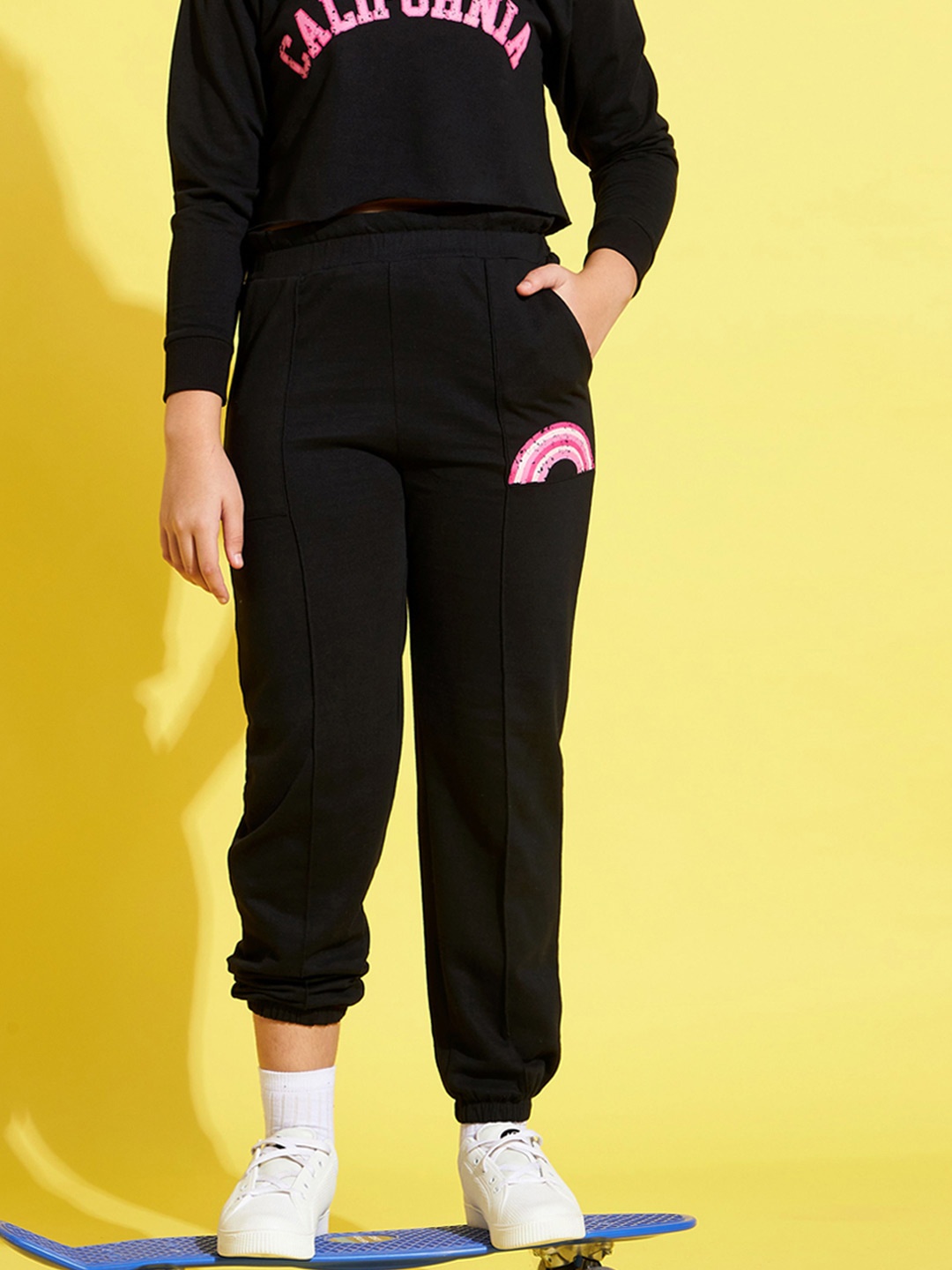 

Noh.Voh - SASSAFRAS Kids Girls Solid Joggers, Black