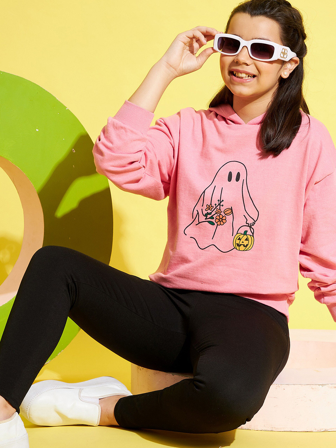 

Noh Voh - SASSAFRAS Kids Girls Printed Hooded Sweatshirt, Pink