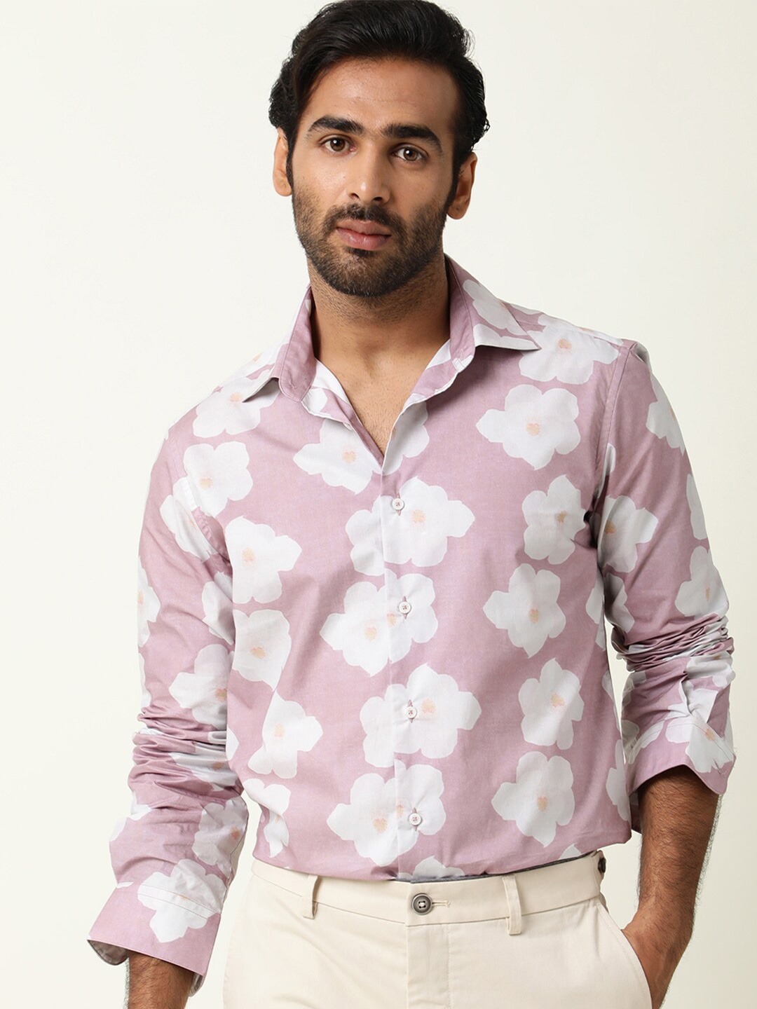 

RARE RABBIT Men Mali Slim Fit Floral Printed Shirt, Pink