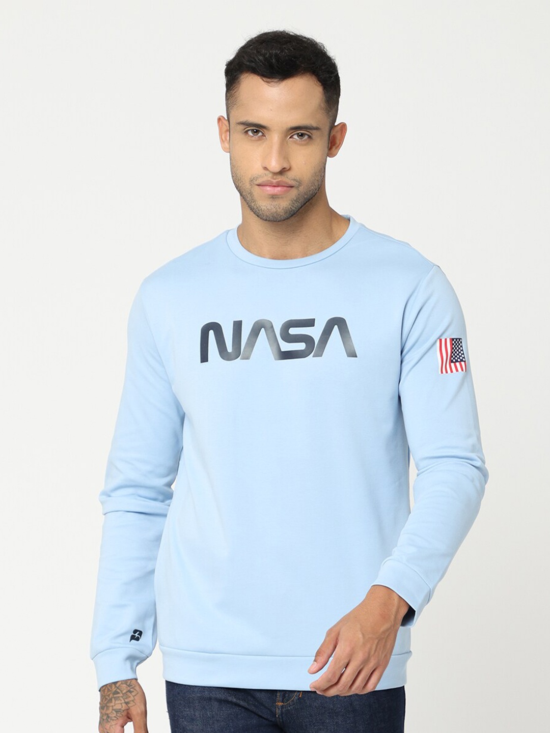 

POLONIUM Men Printed Sweatshirt, Blue