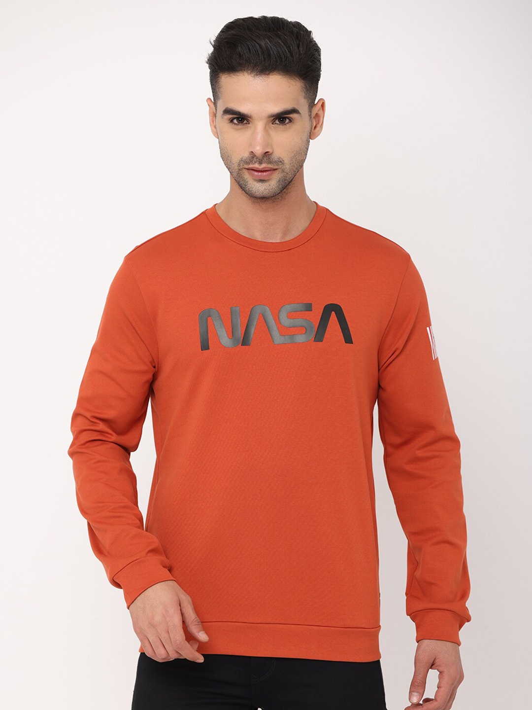

POLONIUM Men Printed Sweatshirt, Rust