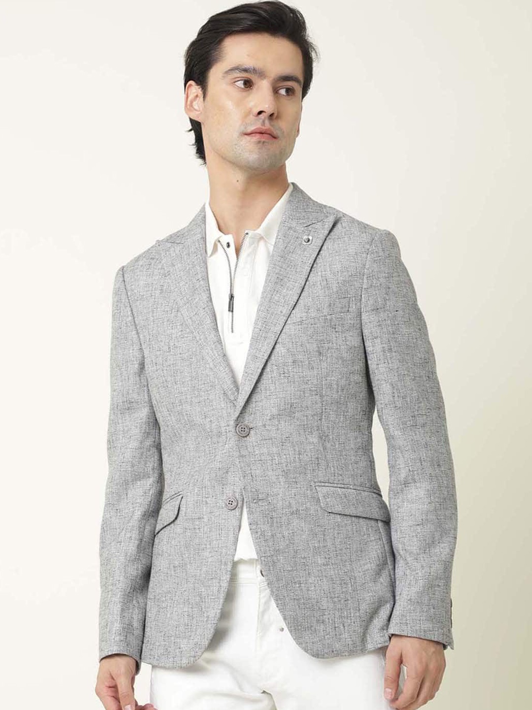 

RARE RABBIT Men Drews Tailored Fit Solid Single-Breasted Blazer, Grey
