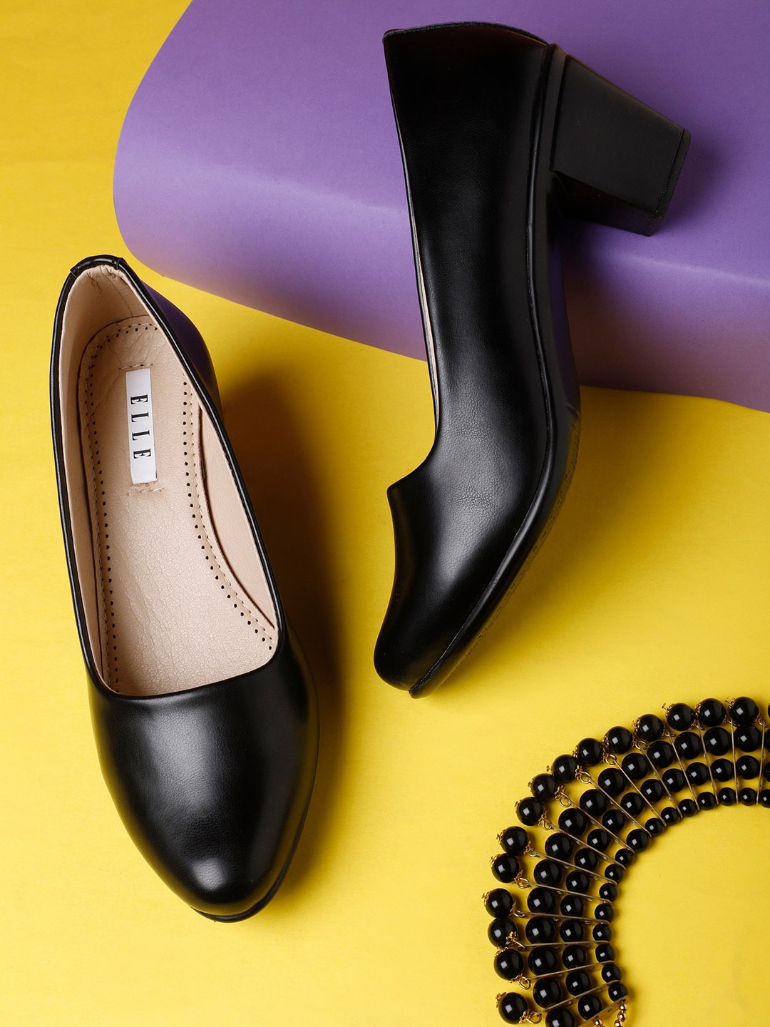 

ELLE Solid Block Pumps, Black