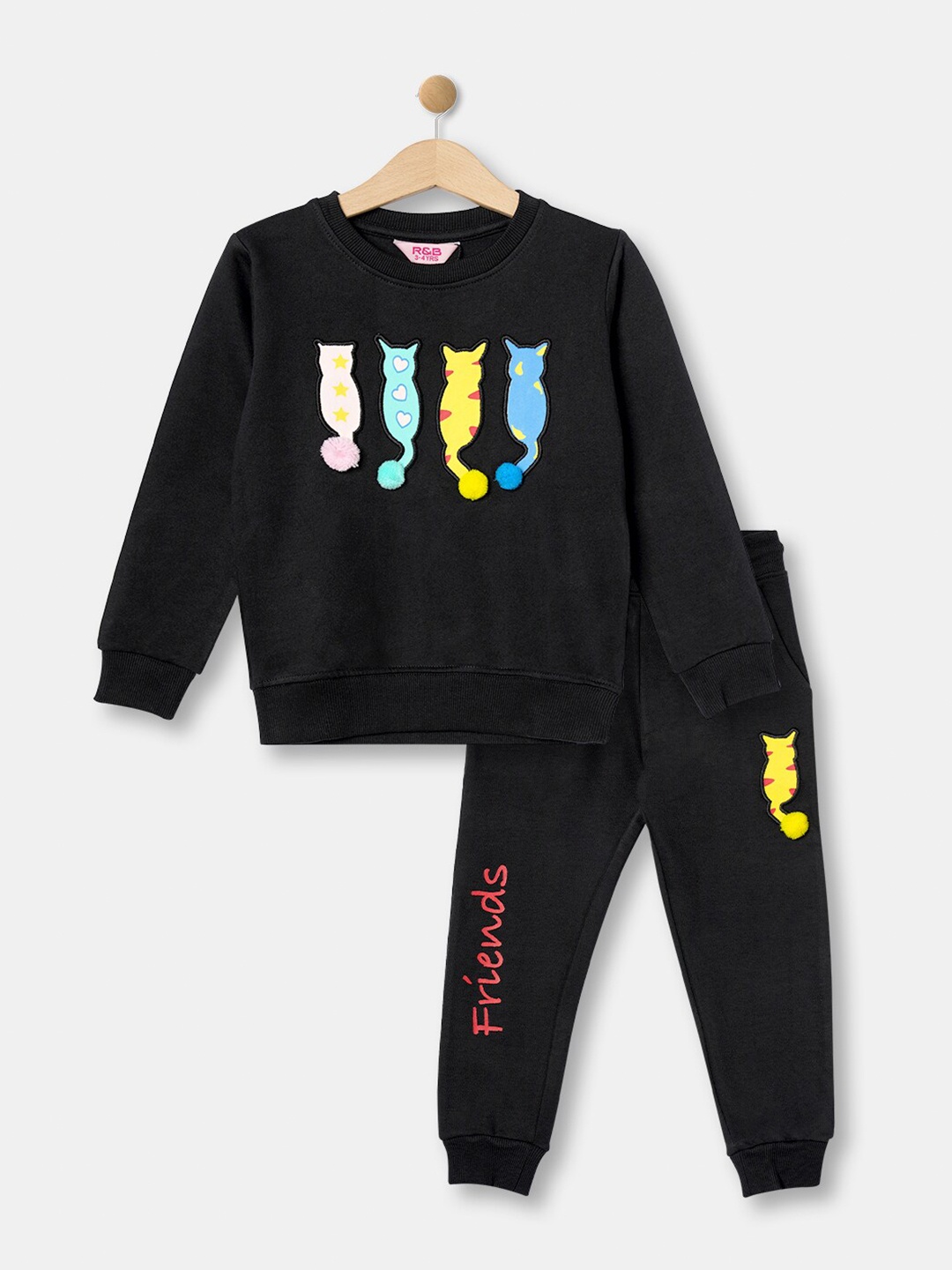 

R&B Girls Printed Sweatshirt, Black