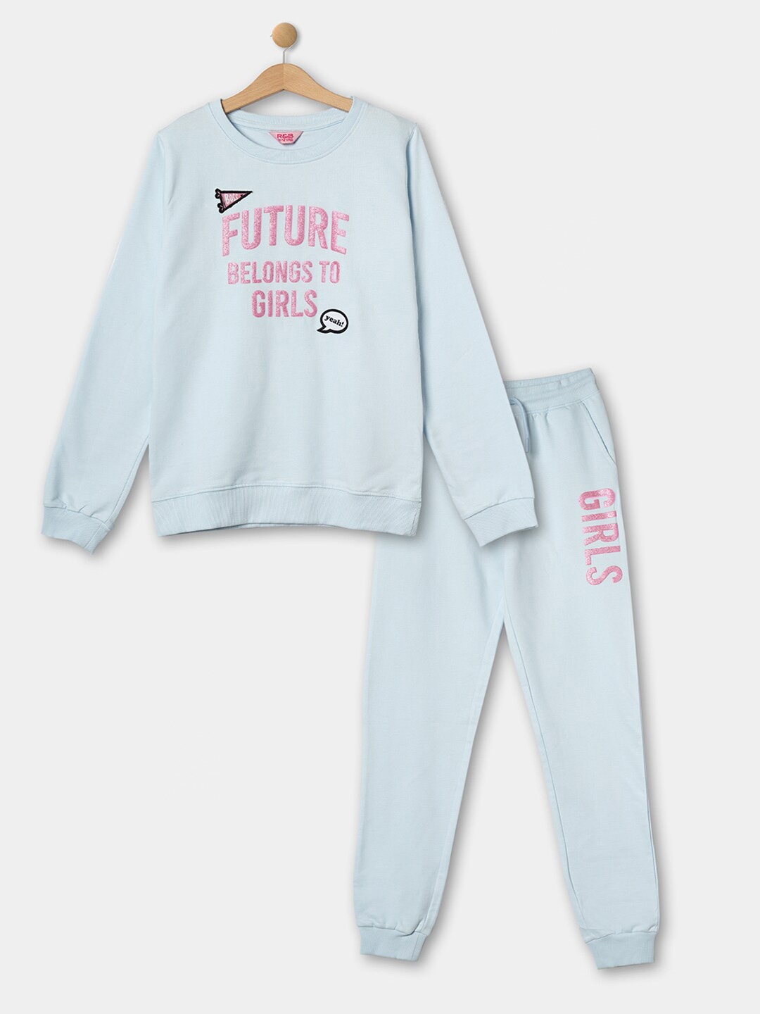 

R&B Girls Printed Cotton Sweatshirt, Blue