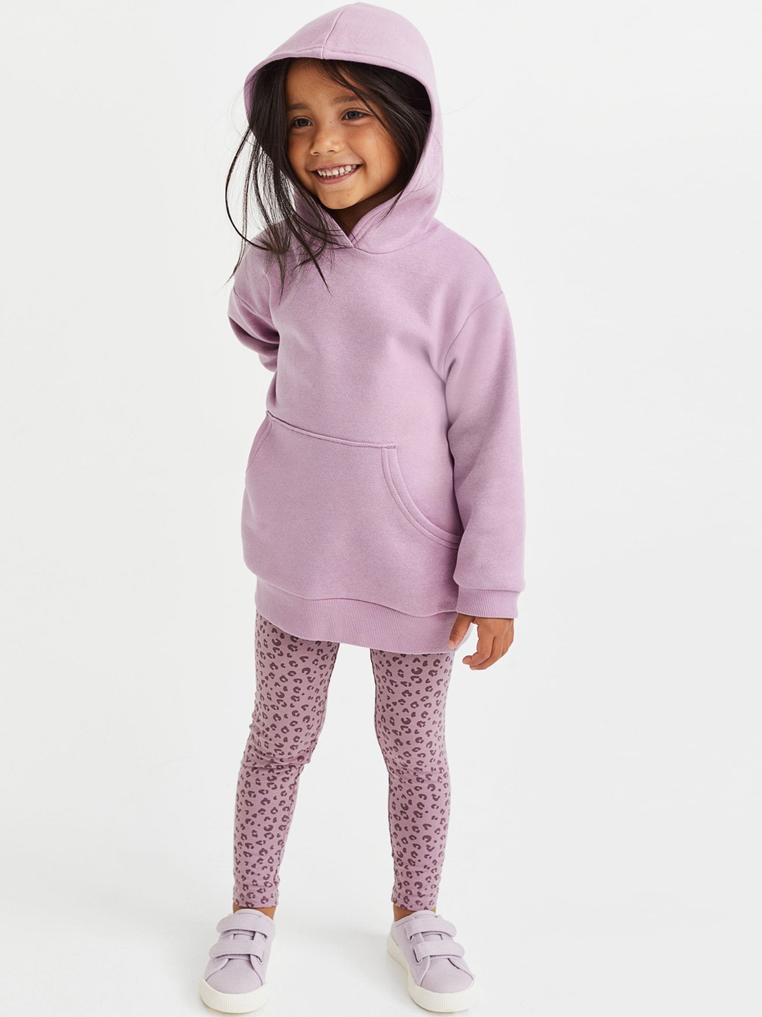 

H&M Girls Printed Pure Cotton 2-Piece Set, Purple