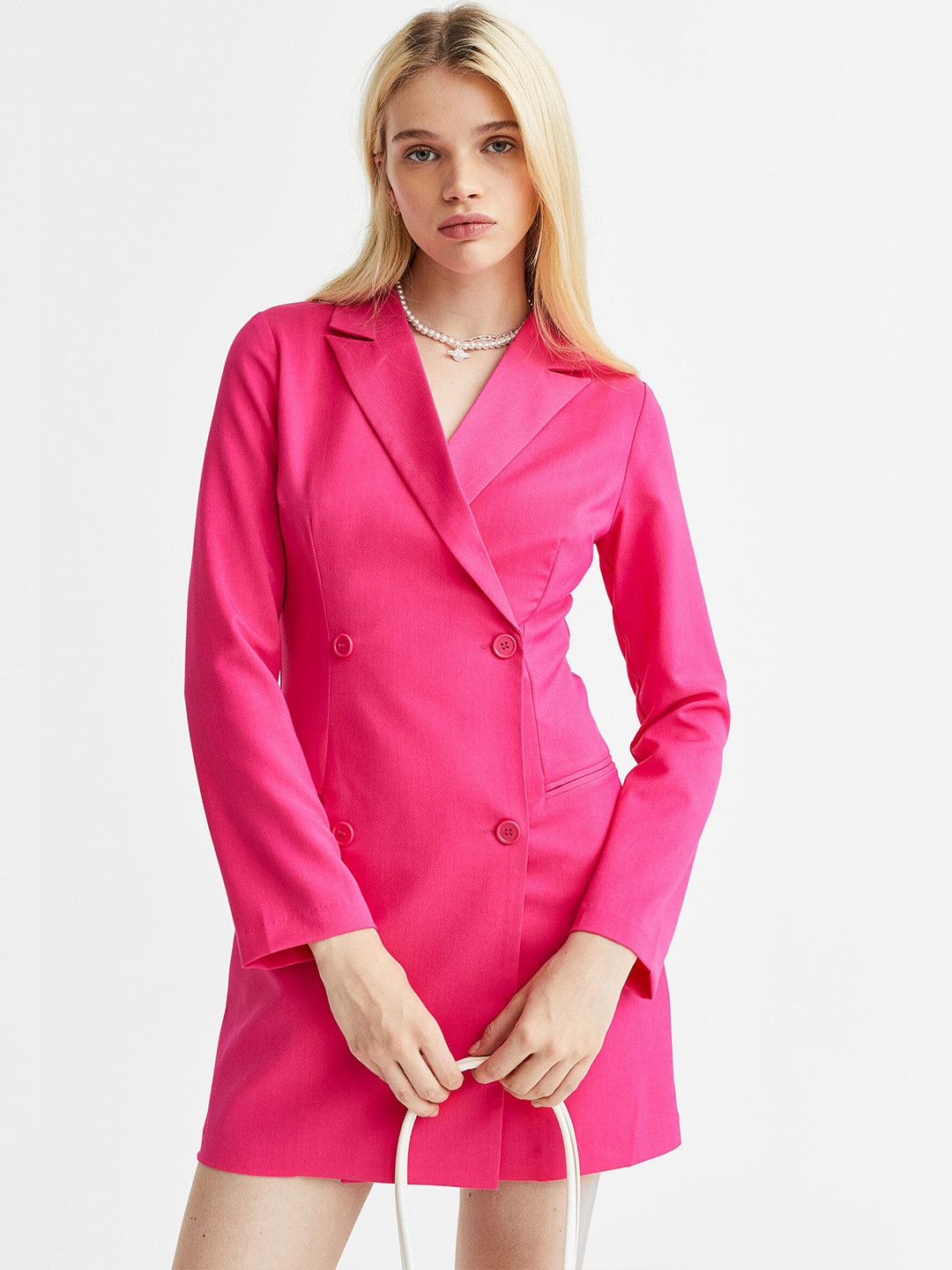 

H&M Women Double-Breasted Blazer Dress, Pink