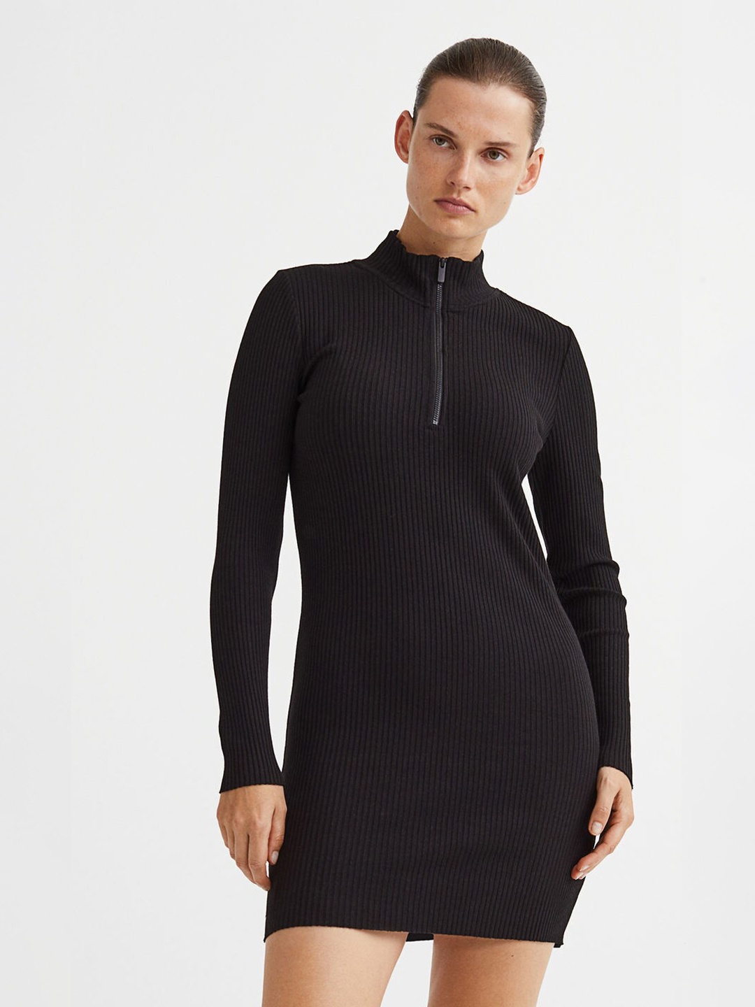 

H&M Woman Rib-knit Bodycon Dress, Black