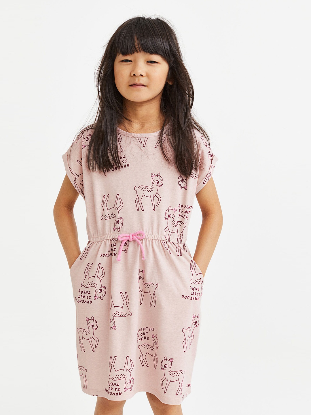 

H&M Pink Printed Cotton Jersey Dress, Multi