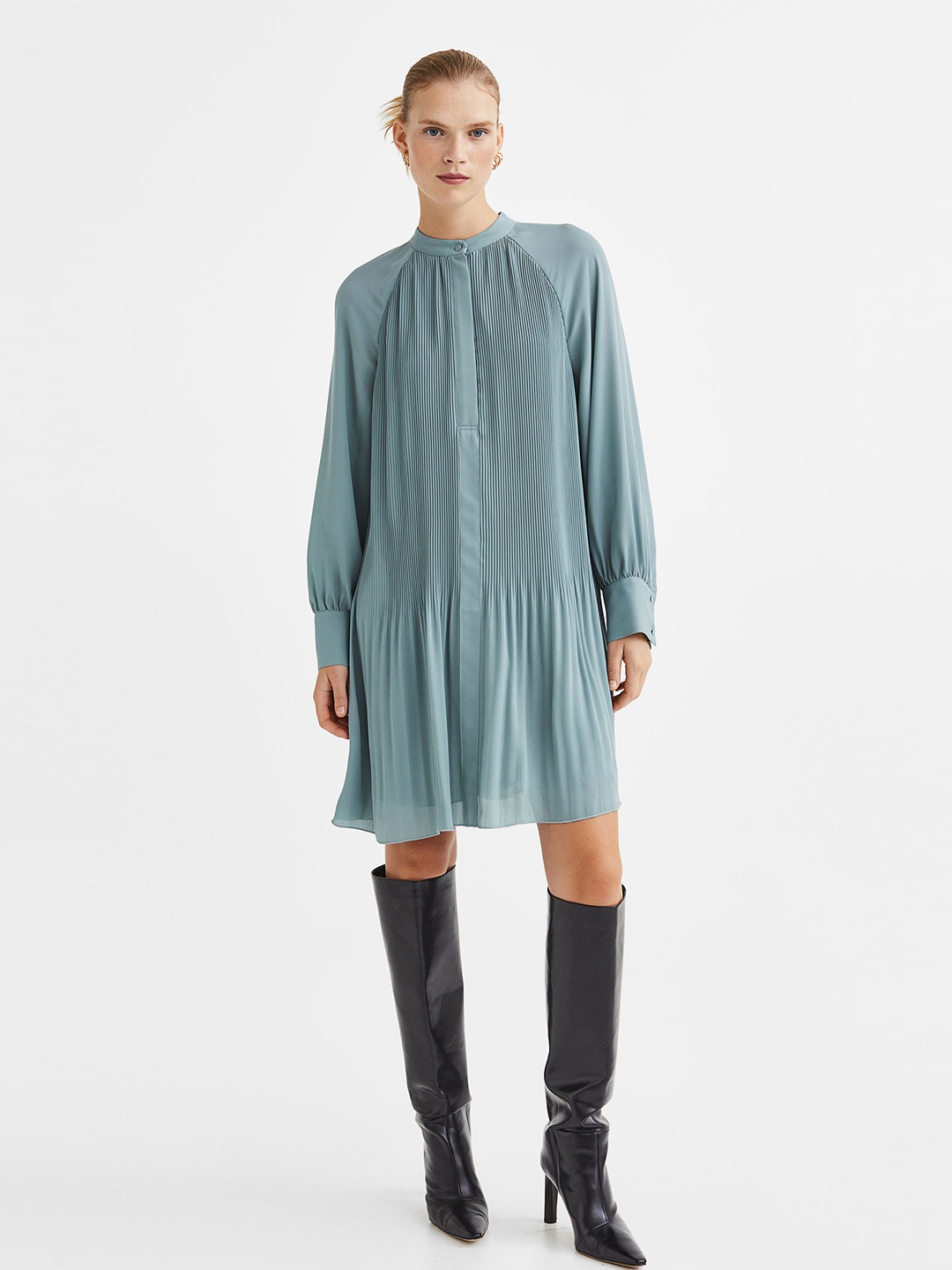 

H&M Women Pleated Dress, Turquoise blue