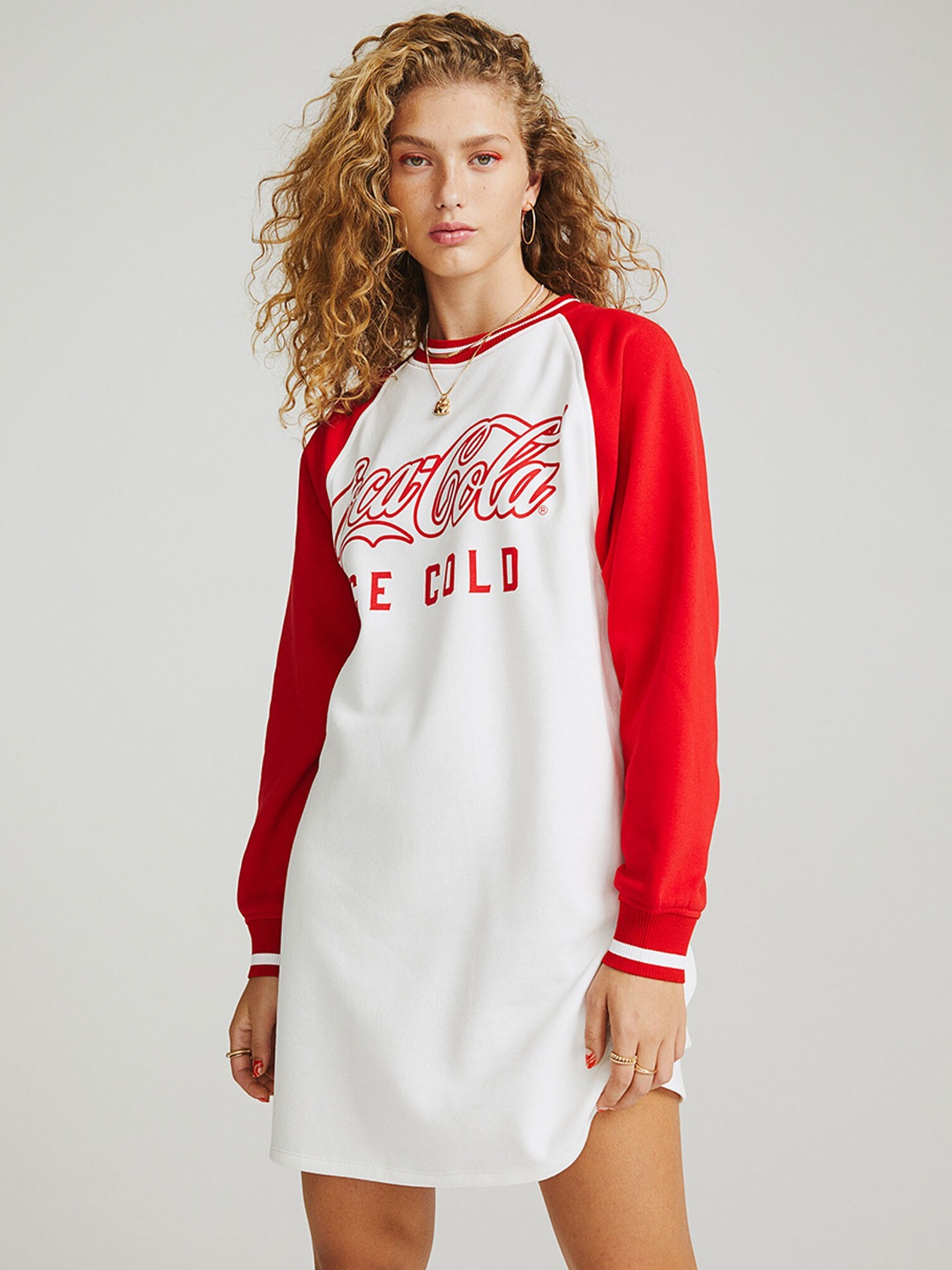 

H&M Printed Sweatshirt Dress, Red