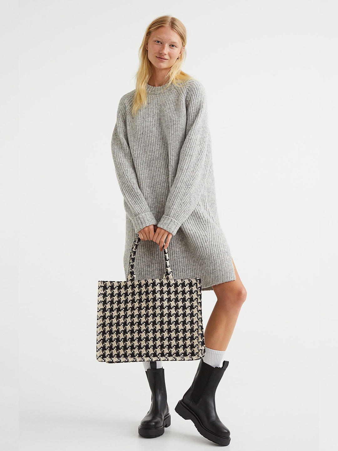 

H&M Women Rib-Knit Dress, Grey