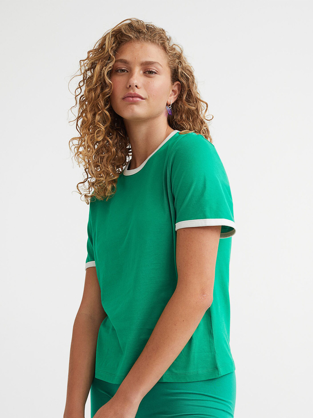 

H&M Women Cotton T-shirt, Green