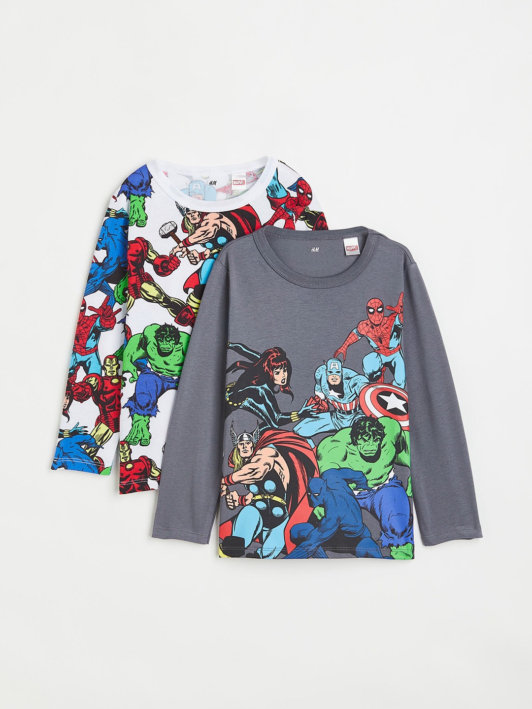 

H&M 2 Pack Printed Cotton Tops, Grey