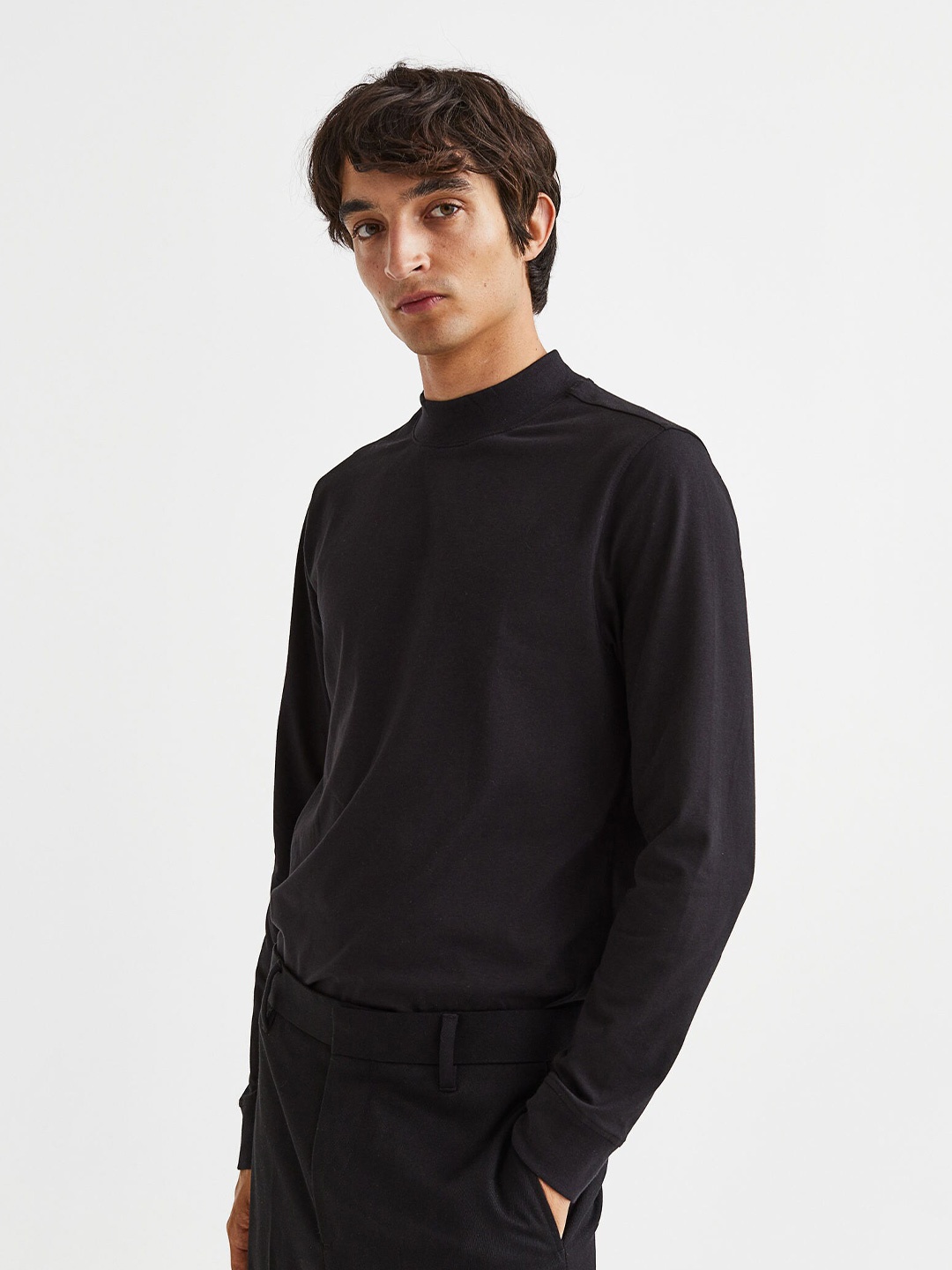 

H&M Slim Fit Turtleneck Top, Black