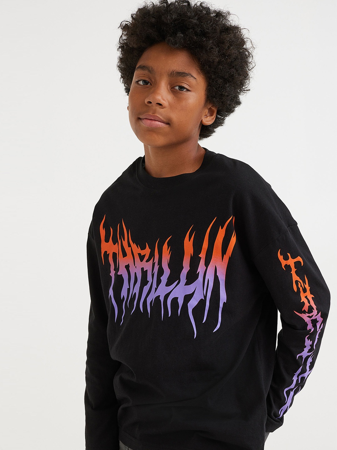 

H&M Boys Print-motif jersey top, Black