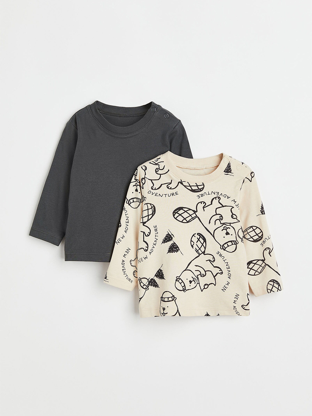 

H&M Boys 2-Pack Long-Sleeved Tops, Beige