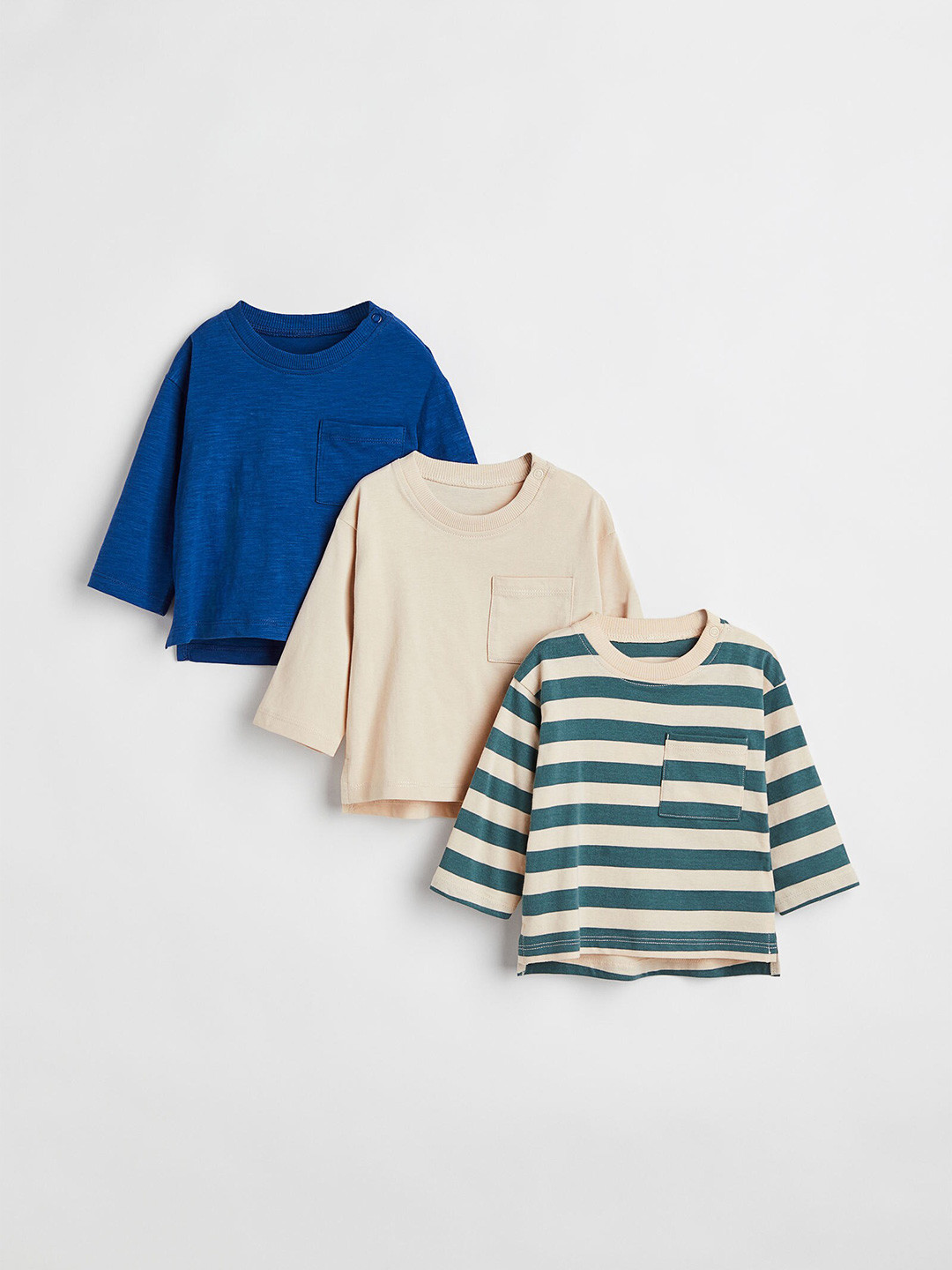 

H&M Boys Pack of 3 Beige Cotton Jersey Tops