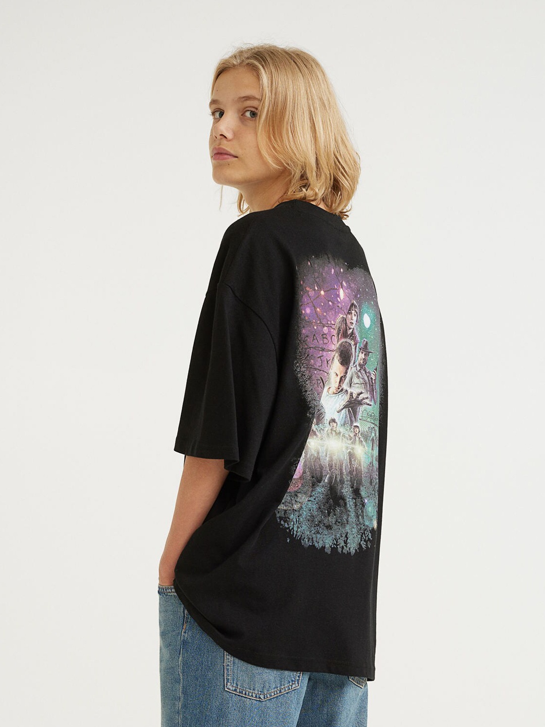 

H&M Boys Oversized Printed T-Shirt, Black