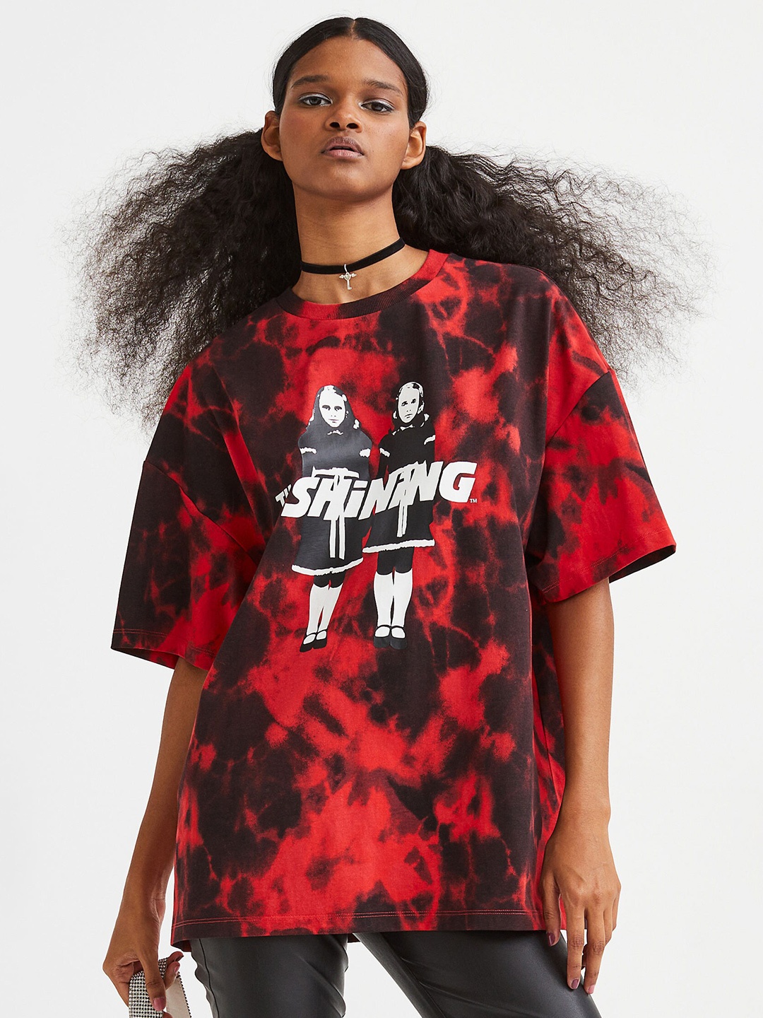 

H&M Women Oversized Printed T-Shirt, Red
